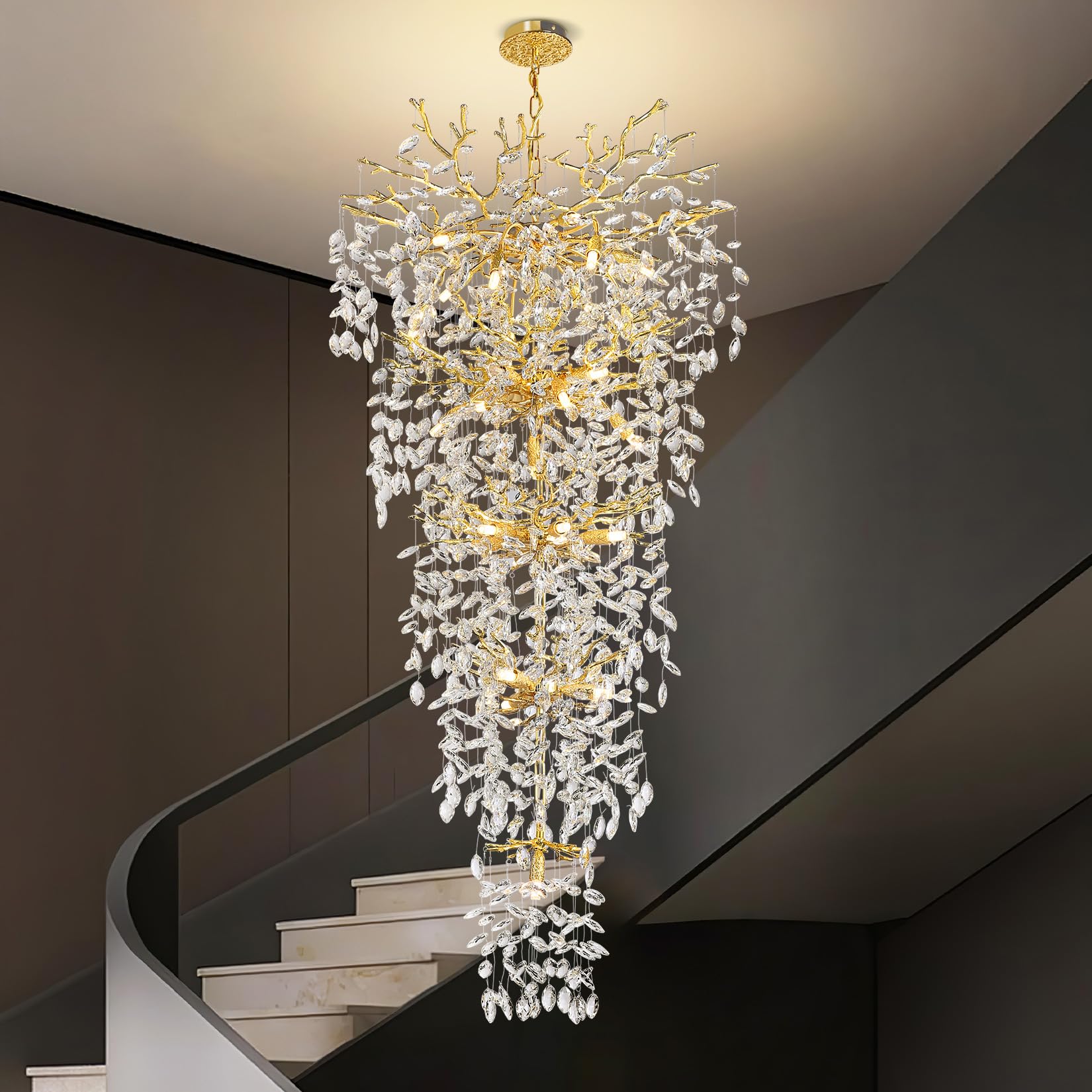 Upgraded 118'' Long Crystal Chandelier for High Ceilings, 28