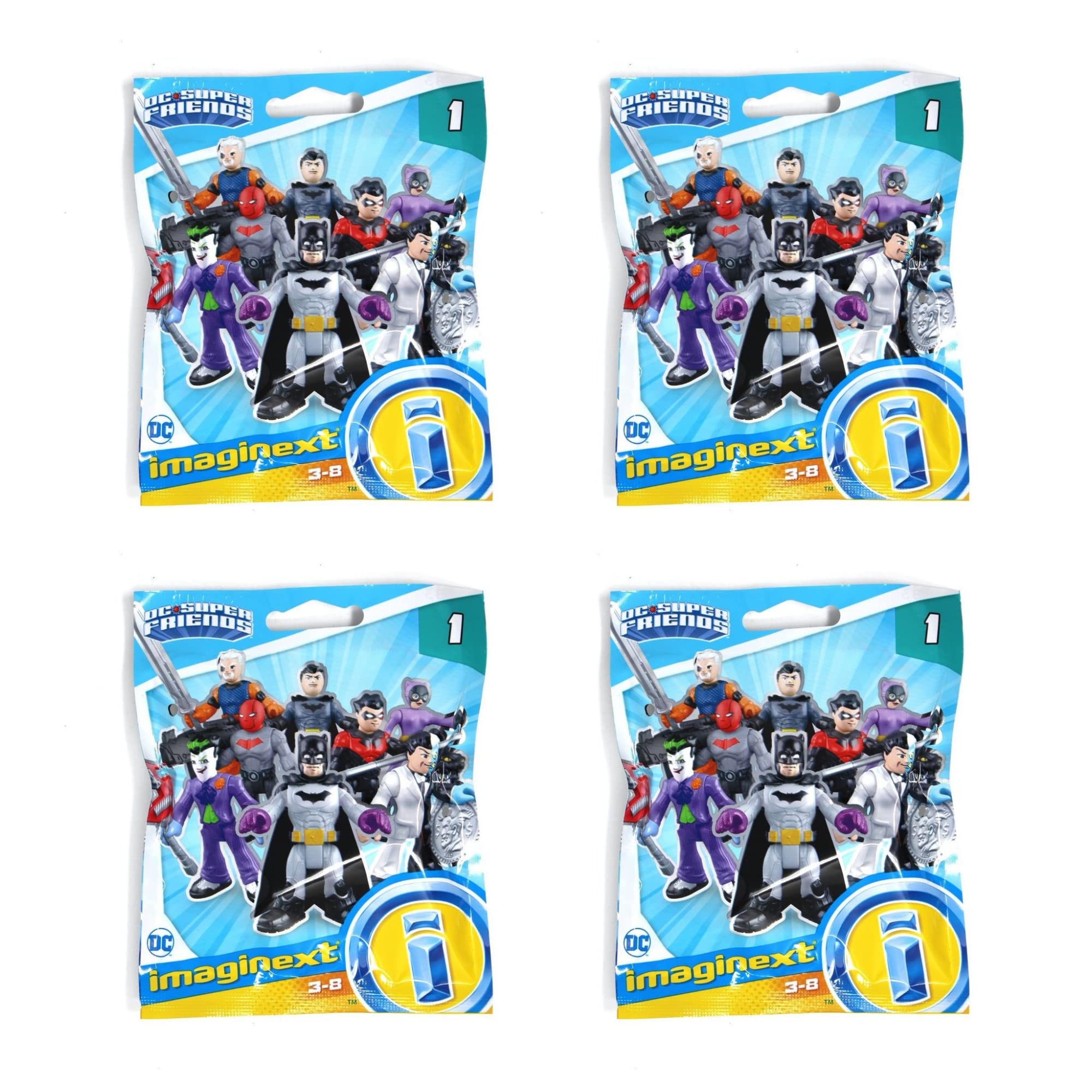 Imaginext DC Super Friends Series 1 - Blind Bag Surprise Assortment Figures 3" 7.5cm - Pack of 4 Blind Bags