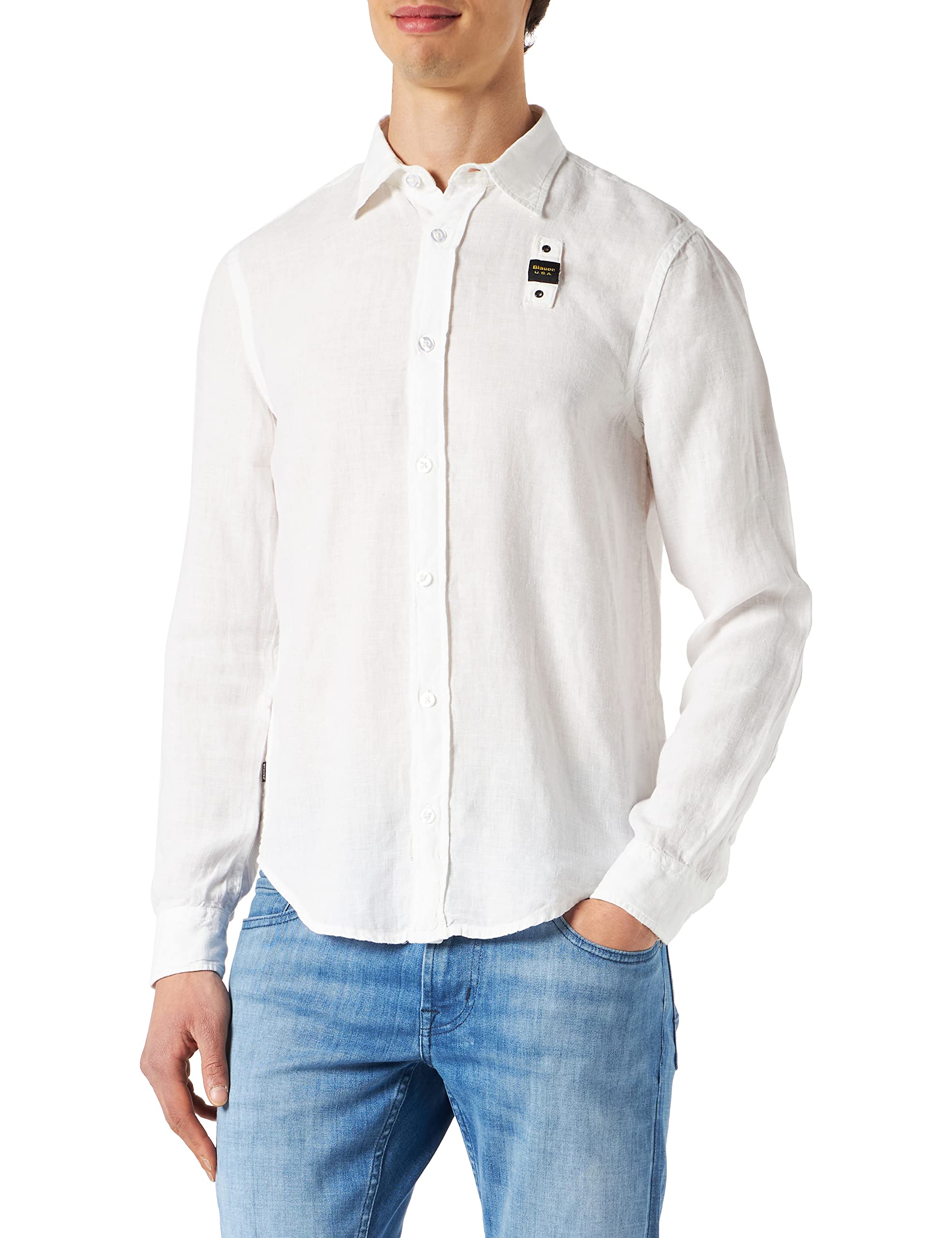 Blauer Camicia Manica Lunga Camisa para Hombre