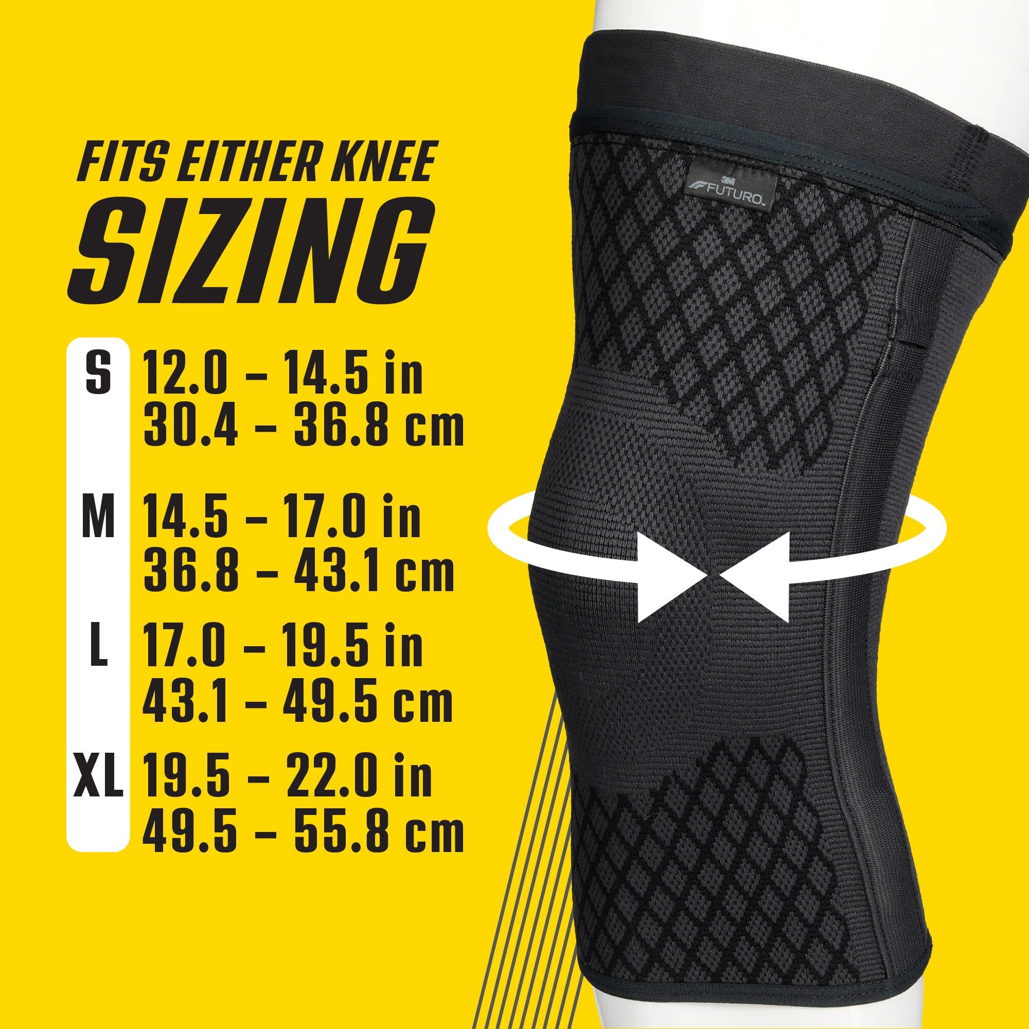 FUTURO Premium Compression Knee Sleeve with Stabilizers, Removable Stabilizers, Advanced Customizable Compression Sleeve, for Mild Arthritis, Swelling, Soreness, Sprains, and Strains, Large