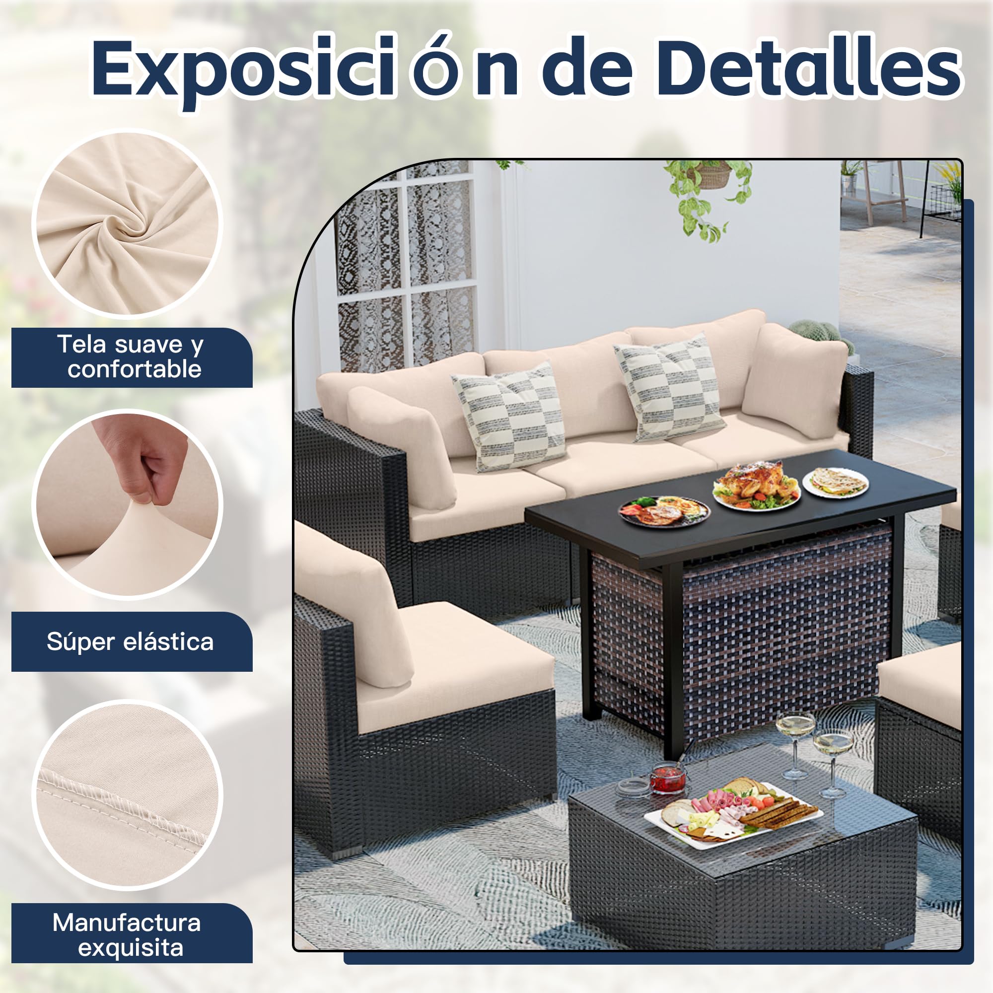 Conjunto de para Cojines de terraza|Fundas para sofá al Aire Libre|Fundas elásticas para Cojines de sofá|Fundas para sofá|Fundas Protectoras para Muebles Lavables y Reutilizables