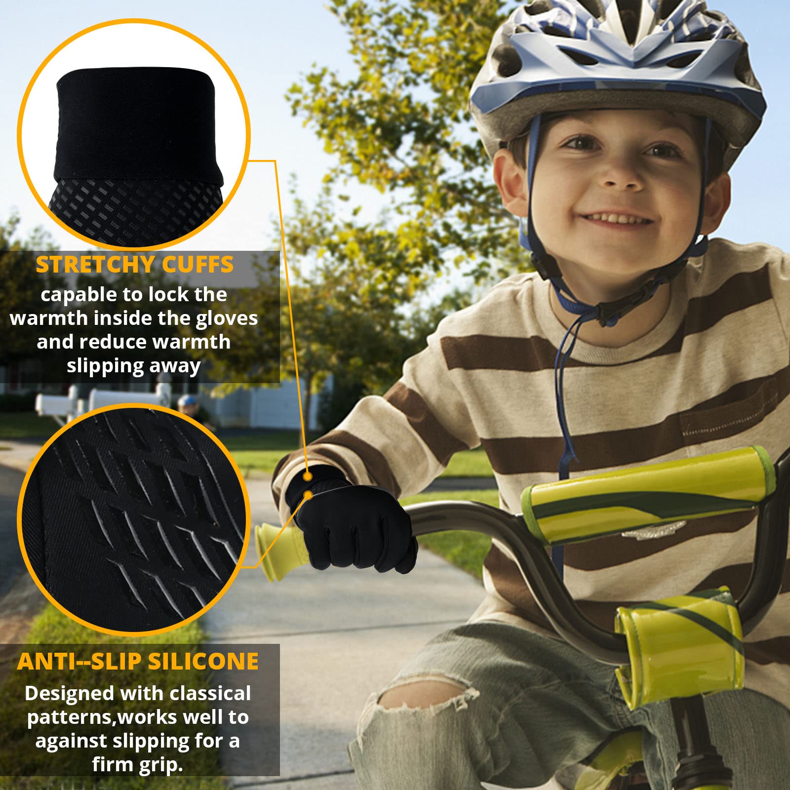 MILAIUN Kinder Handschuhe Wasserdicht Winter Warm-Kids Outdoor Sport  Fahrradhandschuhe,Softshell Handschuhe Kinder Smartphone Touch mit  Anti-Rutsch fr Klein Junge Mdch Schwarz 10-12 Jahre : Amazon.de: Fashion