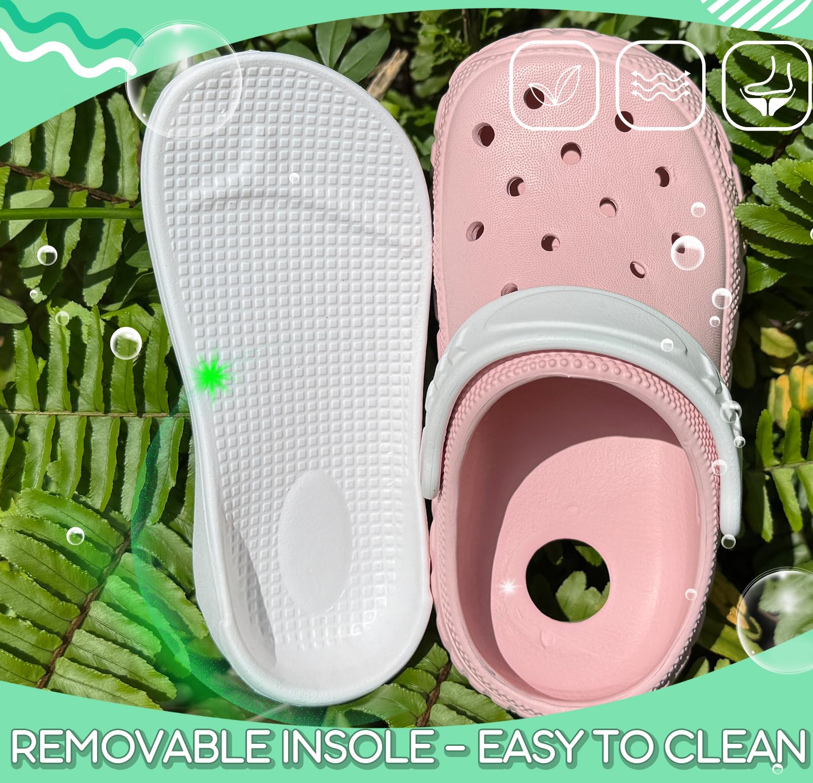 Mixte Enfant Sabots et Mules Semelle Amovible en EVA Léger Imperméable Clogs Chaussures de Jardin Plage avec Bride Réglable pour Garçon et Fille 24-38 EU