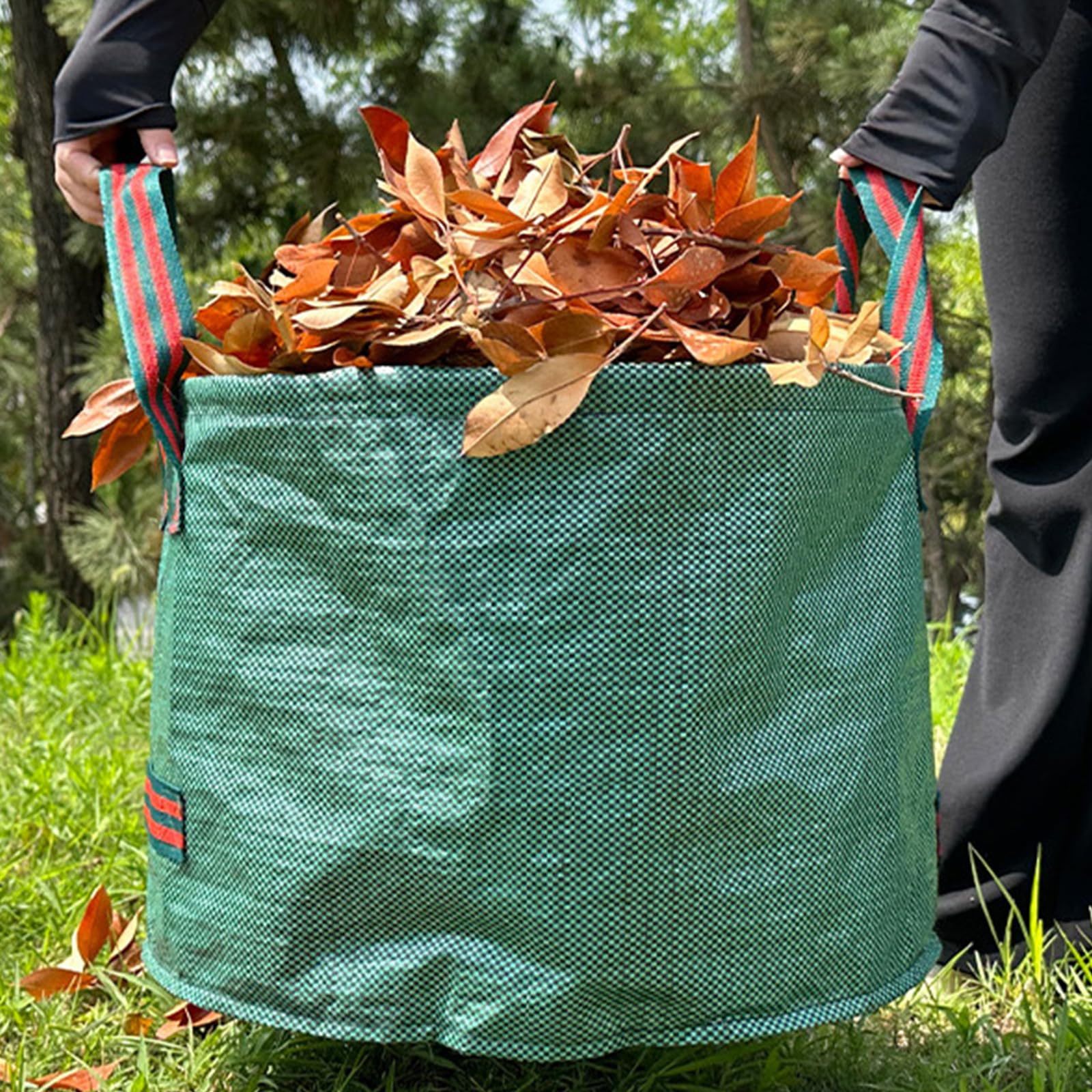 Ln - Bolsas de jardín con 4 asas, 72 N, bolsas de basura de patio para hojas, recortes de hierba, malezas y recogida al aire libre, paquete de 3