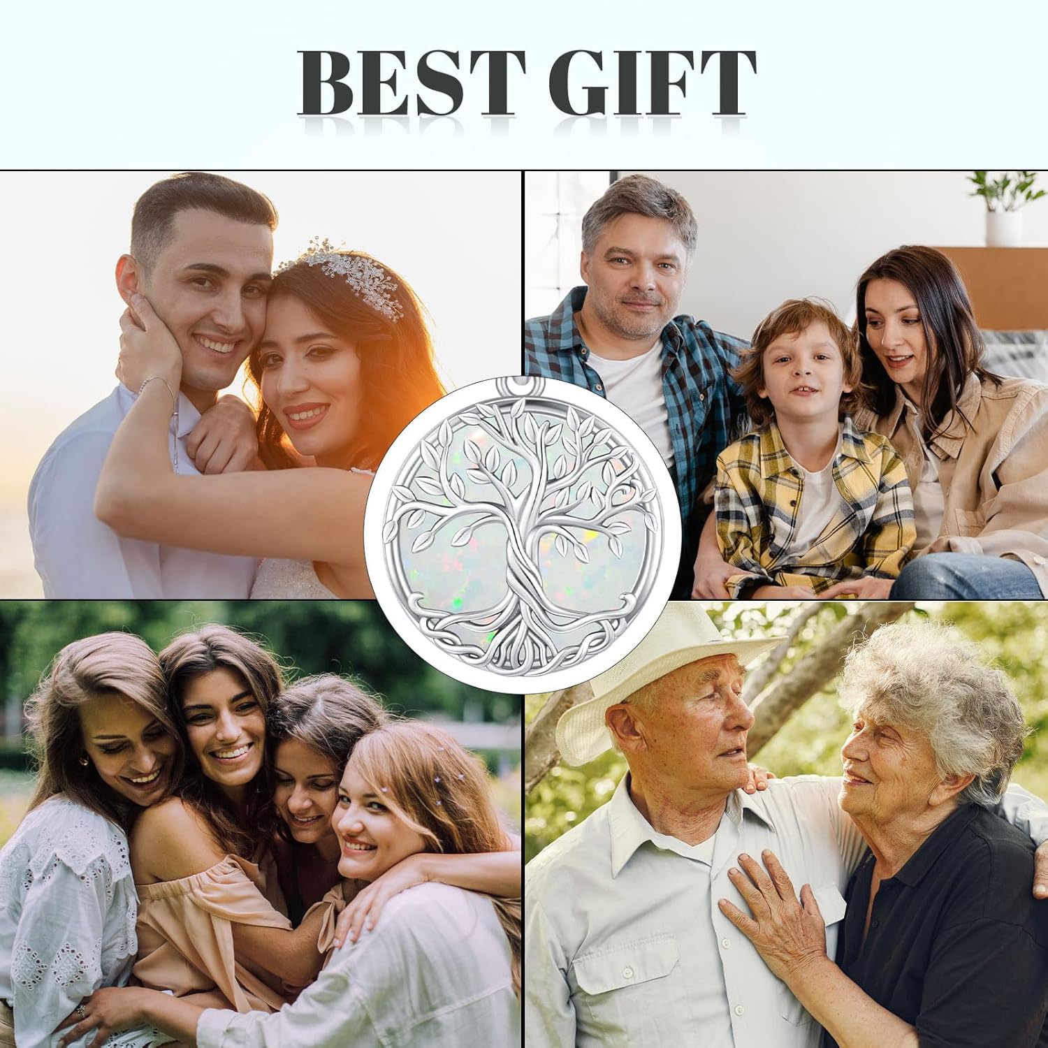 Tree of Life Necklace Tree of Life Pendant 925 Sterling Silver Abalone Shell Opal Malachite Turquoise Moonstone Crystal Necklace Celtic Knot Family Tree Jewelry for Men Women Fathers Day - Image 8