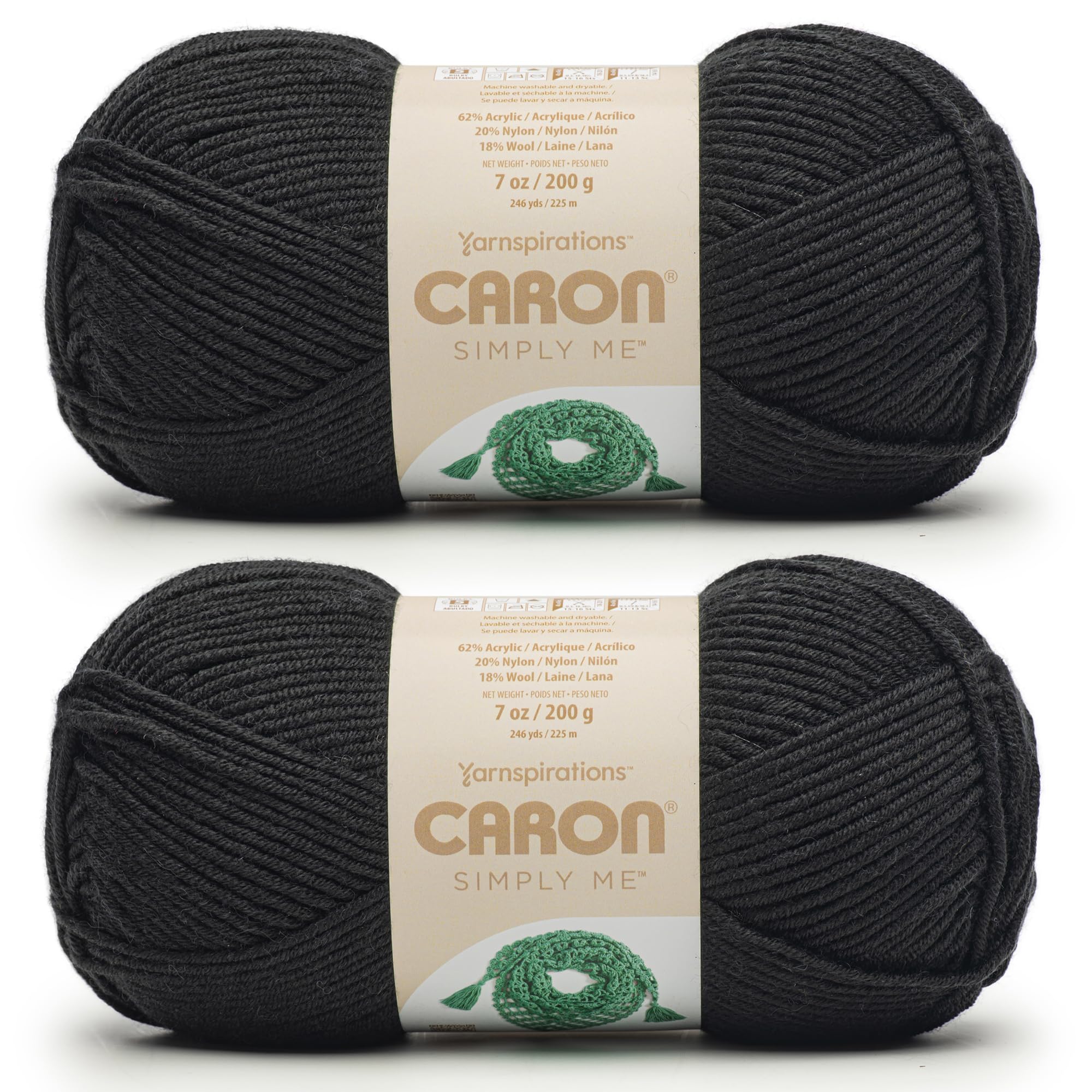 Amazon.com: Caron Simply Me Black Yarn - 2 Pack of 200g / 7oz - 62 
