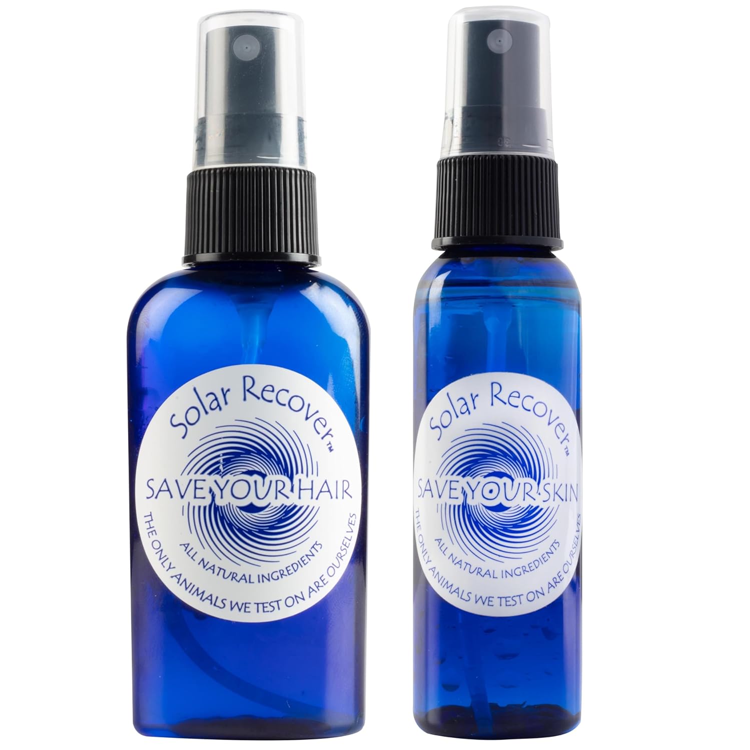 Solar Recover After Sun Moisturizing Spray + Hair Detangler Travel Size Combo (2 Ounce Each) - Hydrating Facial & Body Mist for Sunburn Relief & Dry Skin + All Natural Leave-In Conditioner Hair Care