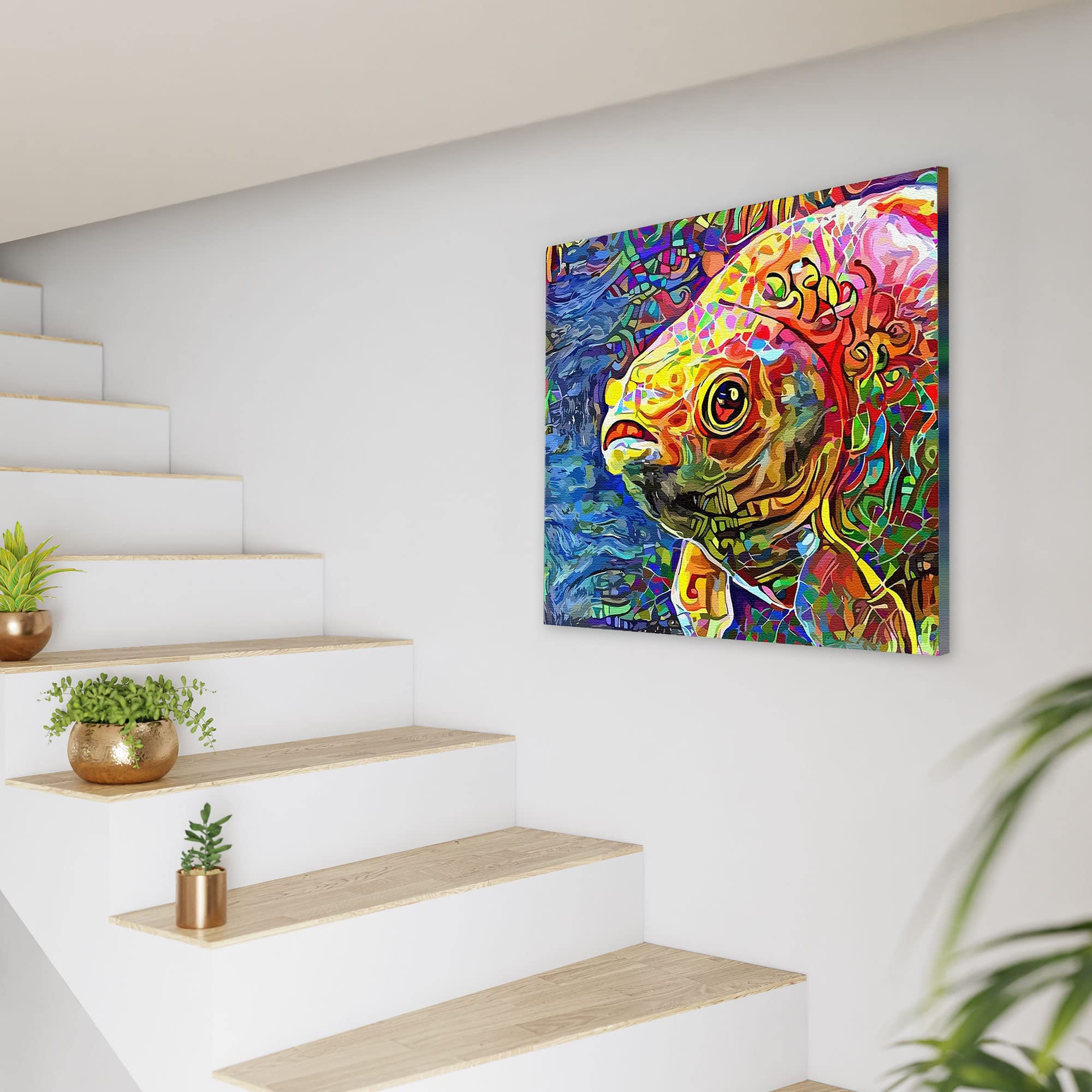 Amazon.co.jp: フィッシュキャンバス壁アート&抽象金魚壁装飾