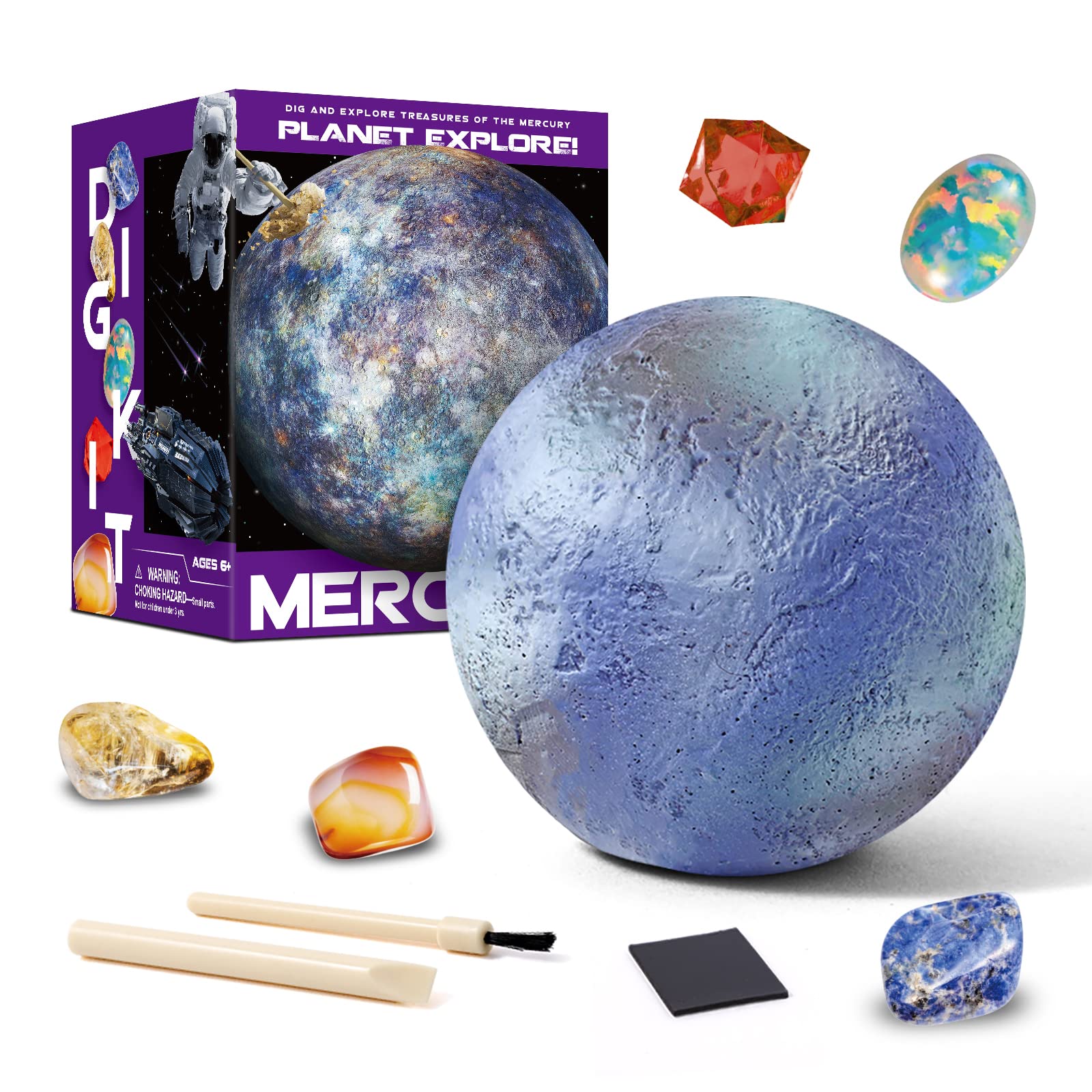 National Geographic Gemstone Dig Kit For Kids - Real Life Gems & Crystals - Gemstones Excavation Kits - Gem Stones Digging Kit Set - Dig up Gems, Stones,Crystals & Rocks