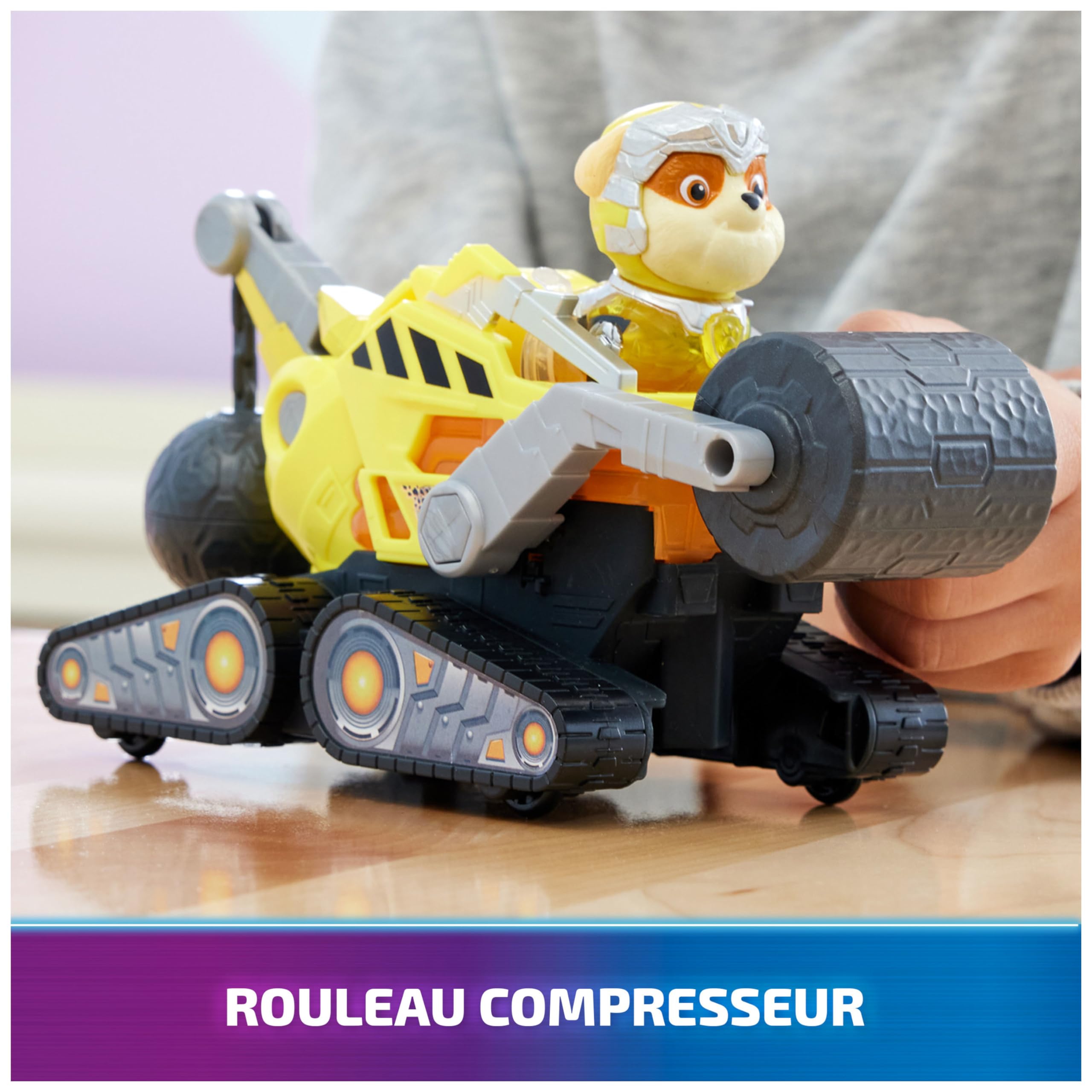 Paw Patrol - Pat Patrouille - Véhicule + Figurine Ruben du Film - Voiture Figurine À Collectionner - Sons Lumières - Pat Patrouille Jouet - Voiture pour Enfant 3 Ans et +