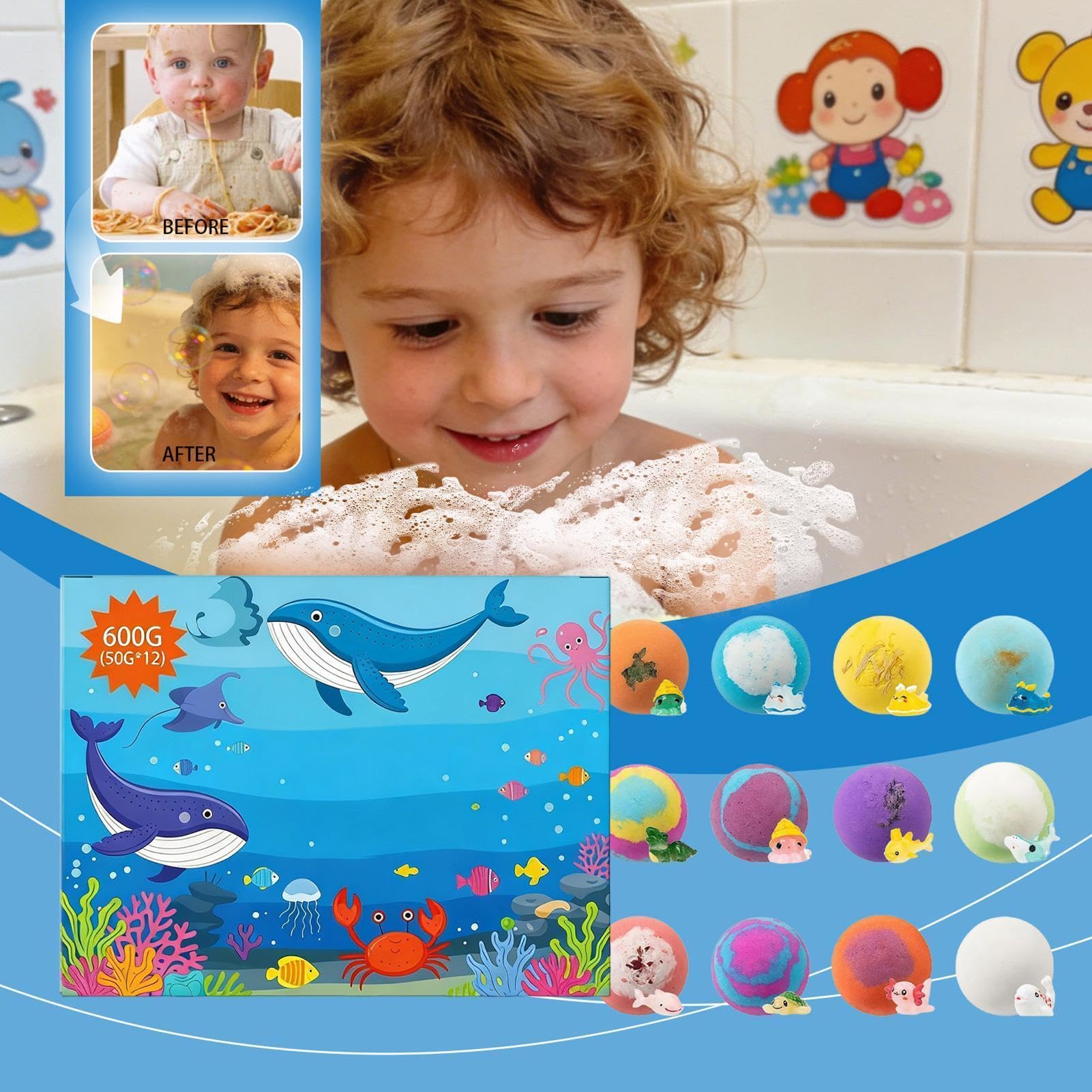 Bolas de baño con dentro,12 unidades refrescantes y espumosas en colores surtidos - Regalos para cesta, juguetes de baño,Para adolescentes, familia, amigos, niños, niñas, hijo, hija
