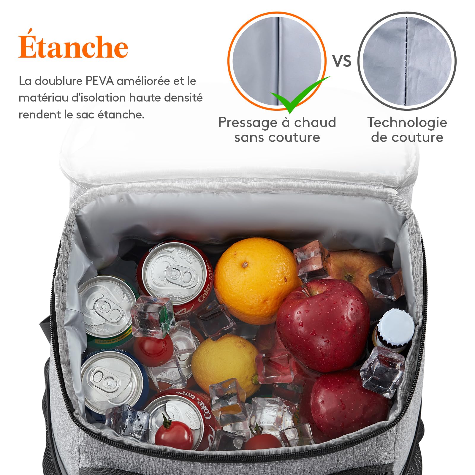 Lifewit Sac à Dos Isotherme, Glaciere Imperméable pour Déjeuner, Léger et étanche pour Homme et Femme, Glacière Souple pour Travail, Pique-niques, Plage, Camping, Voyage, 30L, Gris
