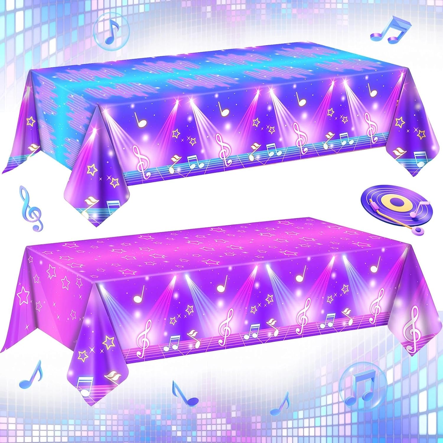 AFZMON 2 Pack Birthday Party Decorations Tablecloth, Themed Disposable Plastic Table Covers Birthday Party Supplies