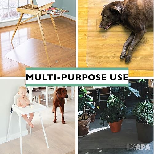 Miniatura 11 de Ilyapa Tapete para silla de oficina para suelo de madera dura, 30 x 48 pulgadas, tapete de PVC para sillas de computadora en suelos de Harwood