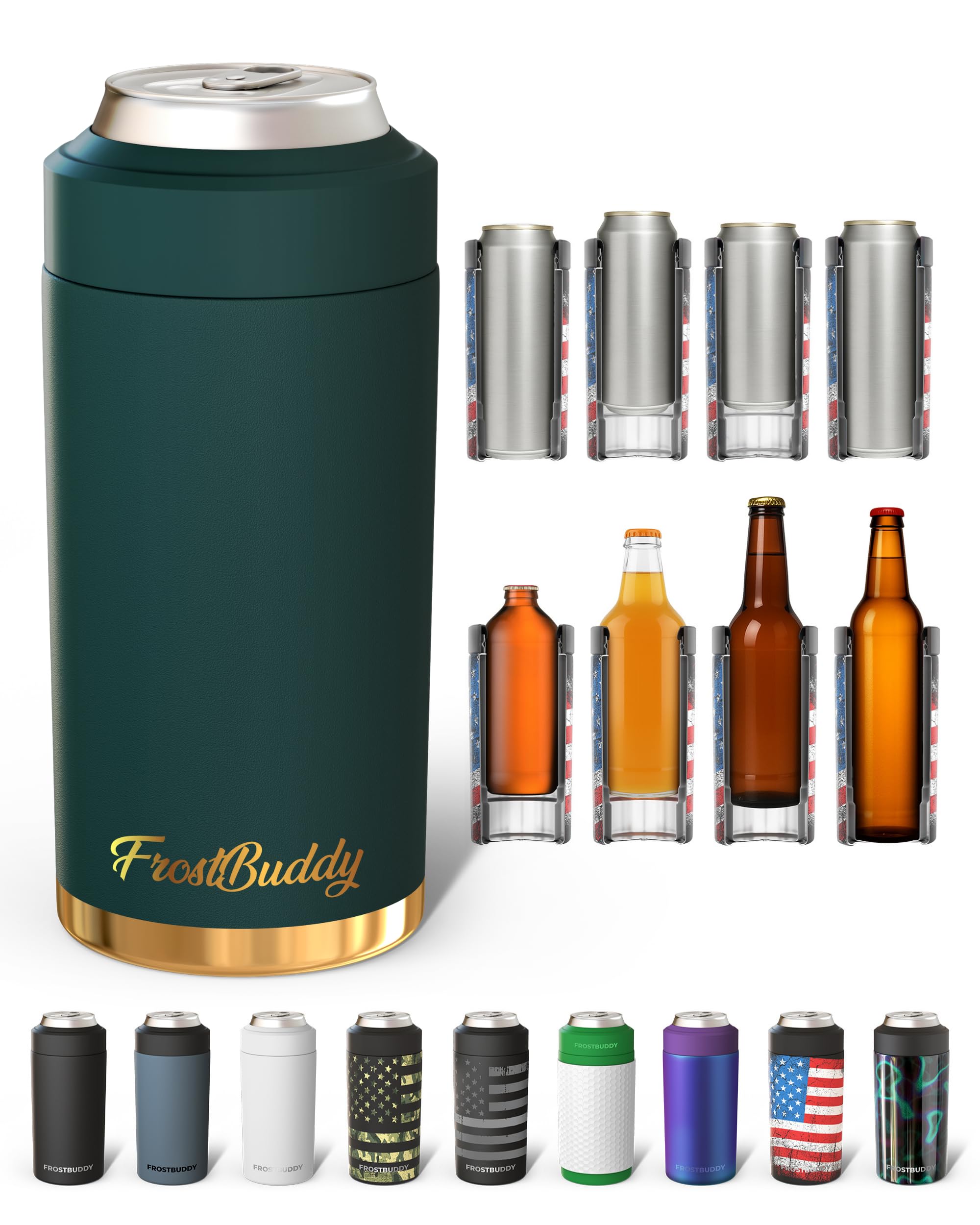 Frost Buddy Universal Can Cooler, Stainless Steel, Emerald Elegance