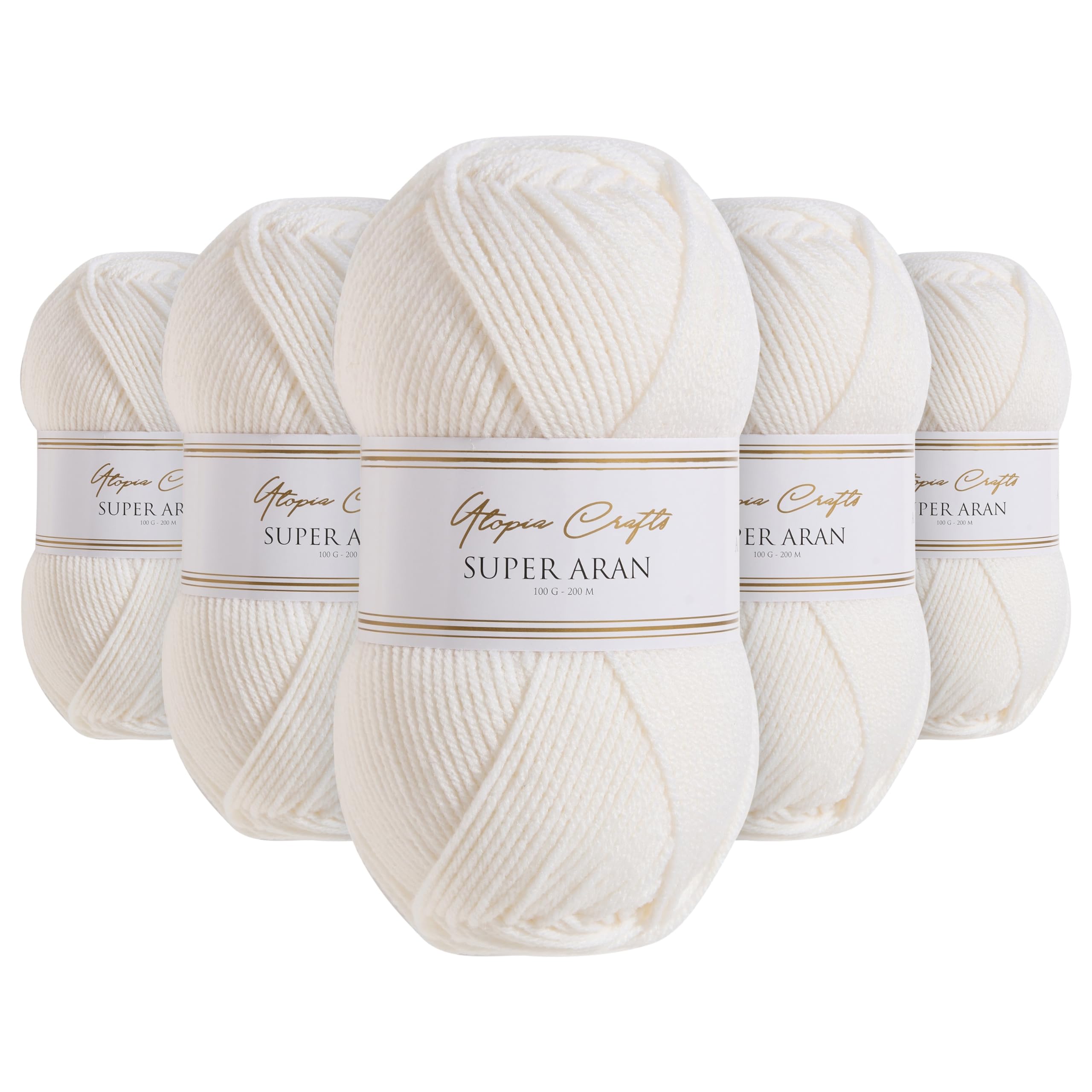 Utopia Crafts Super Aran Knitting and Crochet Yarn 5X 100g (White)