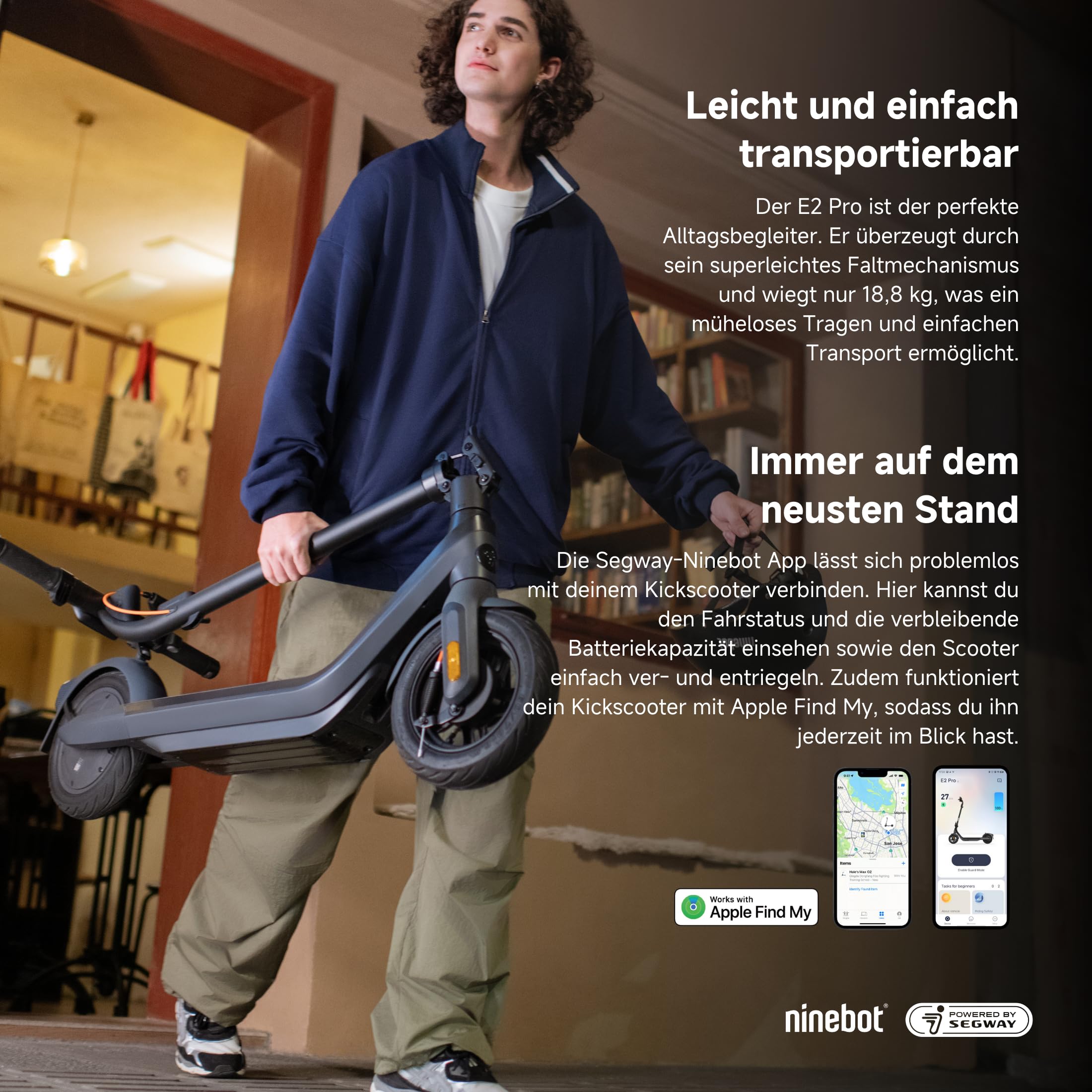 Segway-Ninebot Trottinette électrique pour navetteurs avec autorisation de Circulation routière
