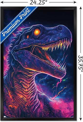 Miniatura 3 de Trends International Wumples - Póster de pared de dinosaurio neón, 22.37 x 34.00 pulgadas, versión enmarcada en negro