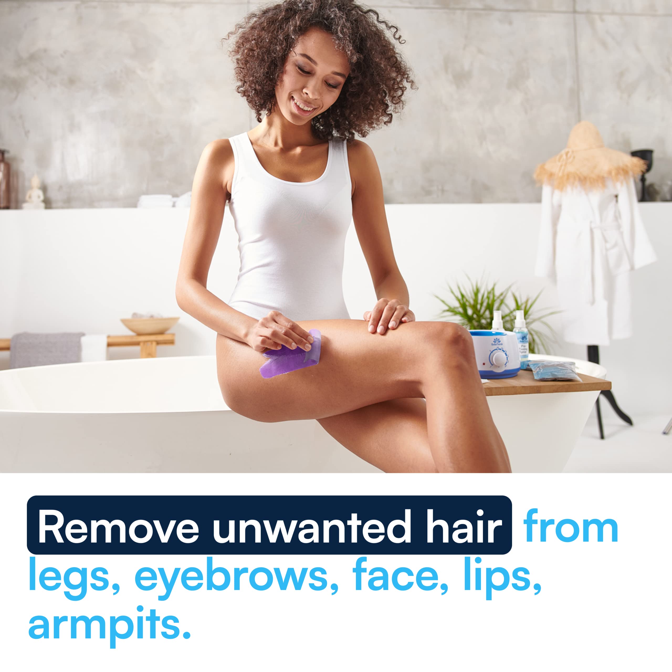 Bella Verde Waxing Kit - Home Wax Kit for Women and Men - Wax Warmer - 5 Packs of Wax Beads - Wax Pot - Pre & Post Wax Spray 20 Wood Sticks - Hard Wax Beans for Brazilian Body Legs Eyebrows Face Lips Armpits