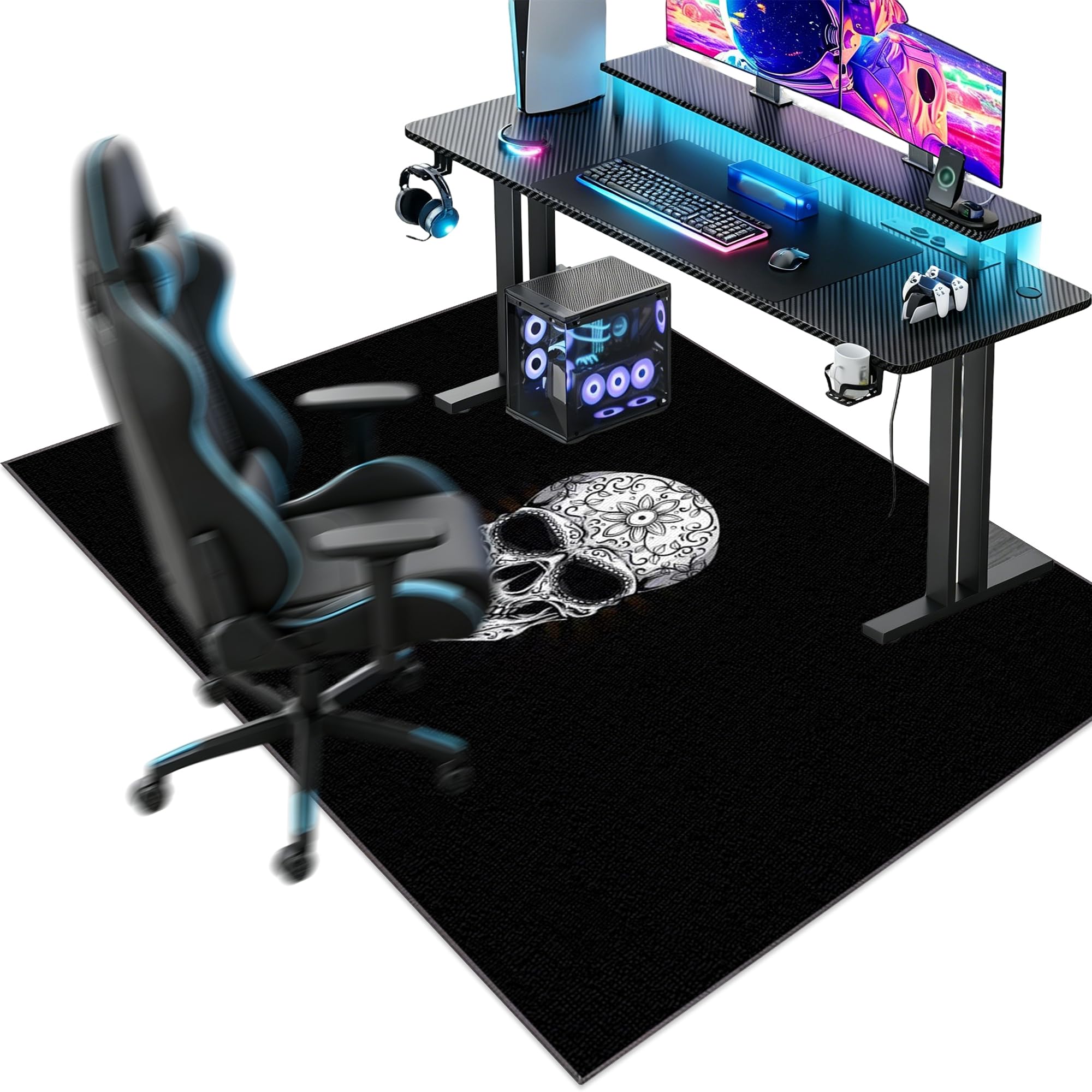 Bodenschutzmatte Gaming Stuhl Unterlage rutschfest Bürostuhl Unterlage-Kratzfest für Parkett und Hartböden 110 x 160 cm rutschfeste Schutzmatte für Bürostühle, Mehrzweck-Stuhlteppich für zu Hause