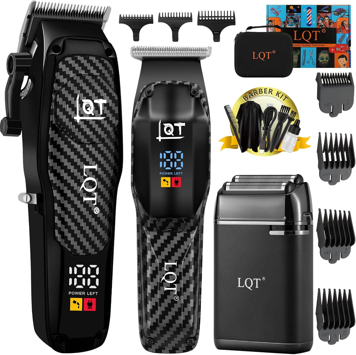 LQT® Professional Hair Clippers for Men - Cordless Barber Clipper Set for Hair, Beard Trimmer,Beard and Body Grooming, with Precision Blades - Hair Cutting Kit Gift for Father