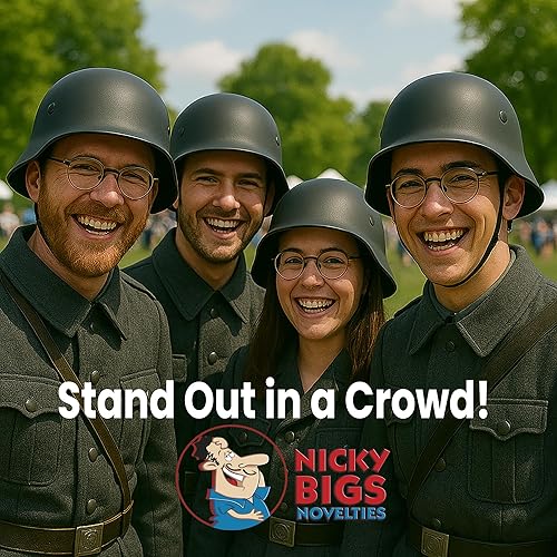 Miniatura 6 de Nicky Bigs Novelties WW2 M35 - Casco de plástico del ejército alemán Stahlhelm, accesorio para disfraz de Halloween, casco alemán, sombrero de