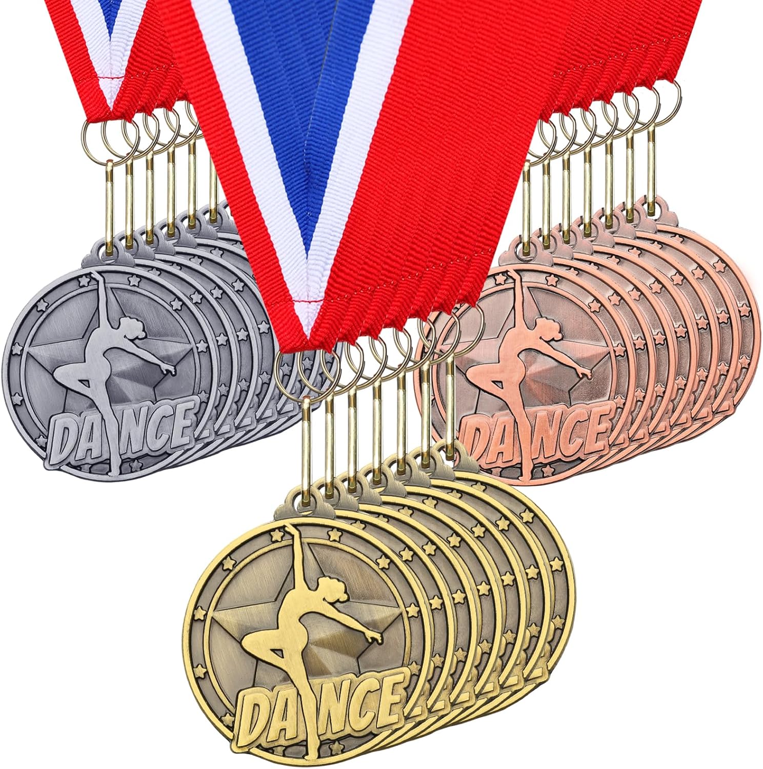 Quelay 30 Pcs 2'' Award Medals Bulk Gold Silver Bronze Winner Medals with Neck Ribbons Metal Trophy Award Prize Gift for Kids Adults Competitions, Graduation Party, Tournaments