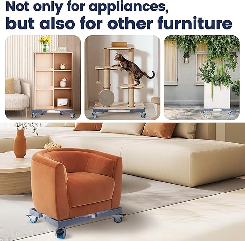 Miniatura 9 de Soporte para muebles con ruedas de bloqueo, soporte ajustable para lavadora, secadora, refrigerador