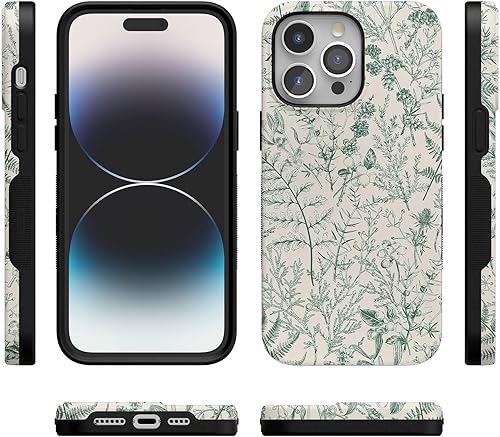 Vista 185 de Casely Funda para iPhone 15 Pro Jardín Secreto Flores mixtas Funda atrevida Compatible con MagSafe y botón de acción Jardín Secreto Floral