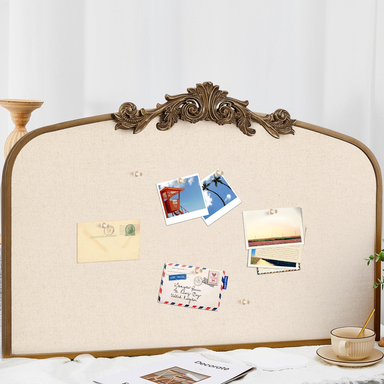 Vintage Arch Framed Pin Board Linen Bulletin Board Trinidad And