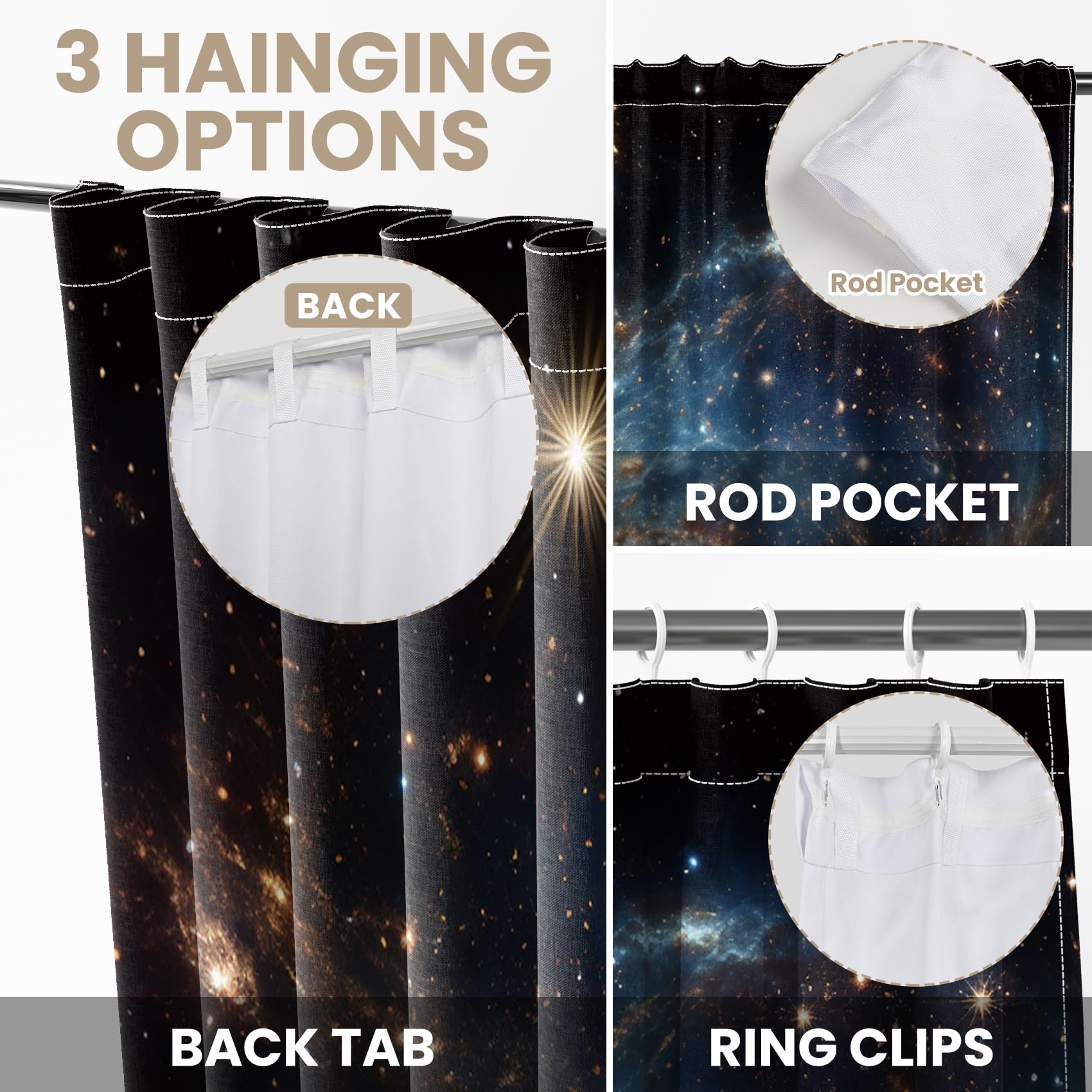 Kzzfqxb 117x229cm Space Curtains Set of 2 Panels - Image 4