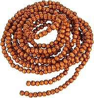 Vista 7 de Guirnalda de cuentas de madera de Navidad de 16 pies para decoración de árbol de Navidad (oro, blanco)