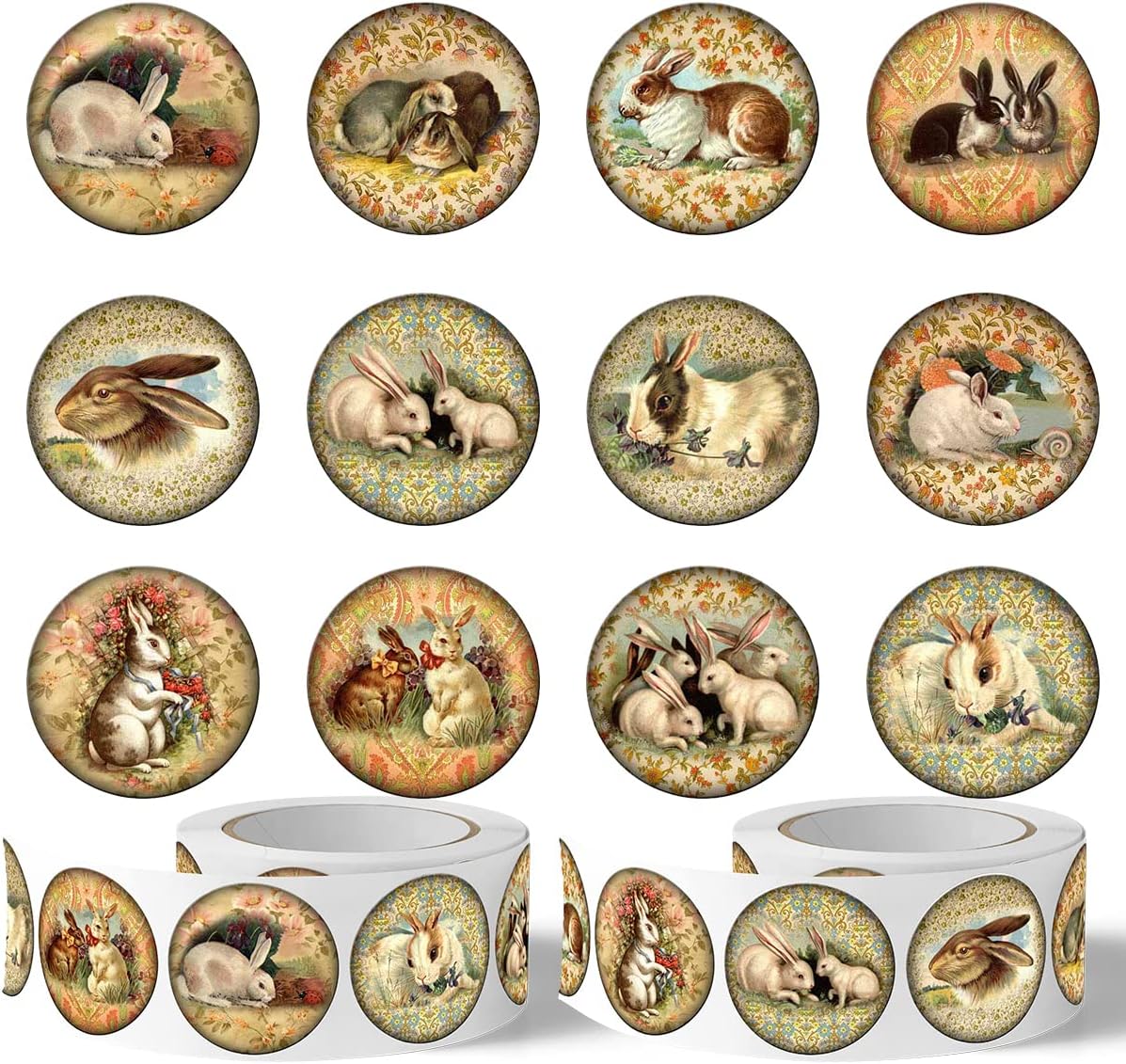 500Pcs Vintage Easter Decorations Happy Easter Sticker Roll