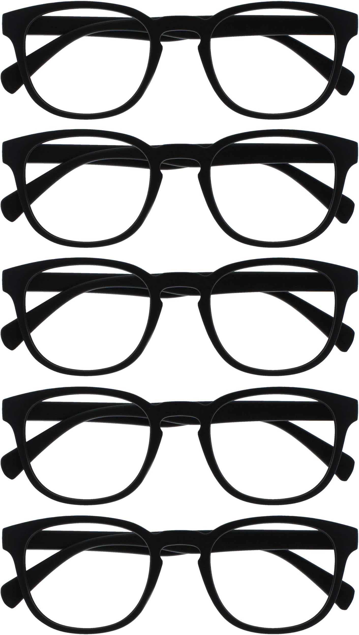 Opulize Pop 5 Pack Retro Round Black Blue Pink Purple Green Grey Mens Womens Reading Glasses Spring Hinges RRRRR2