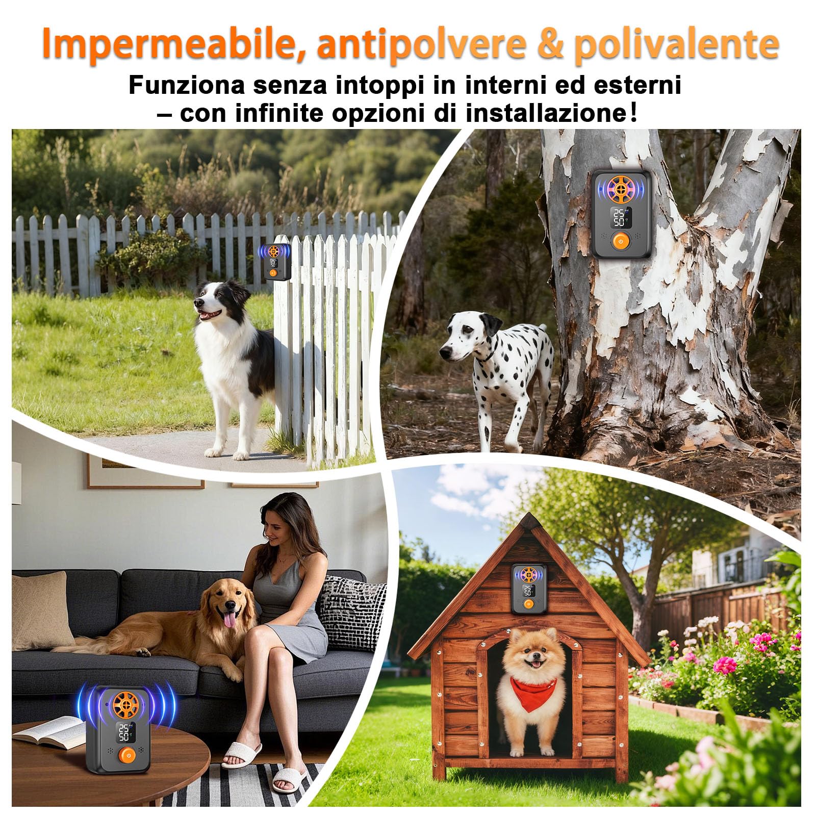 Anti Aboiement Chien Ultrason Puissant - Appareil Anti-Aboiement Ultrasonique Chien avec 5 Fréquences Ajustables, 3 Portées, Arrêt Automatique du Aboiement Intérieur/Extérieur