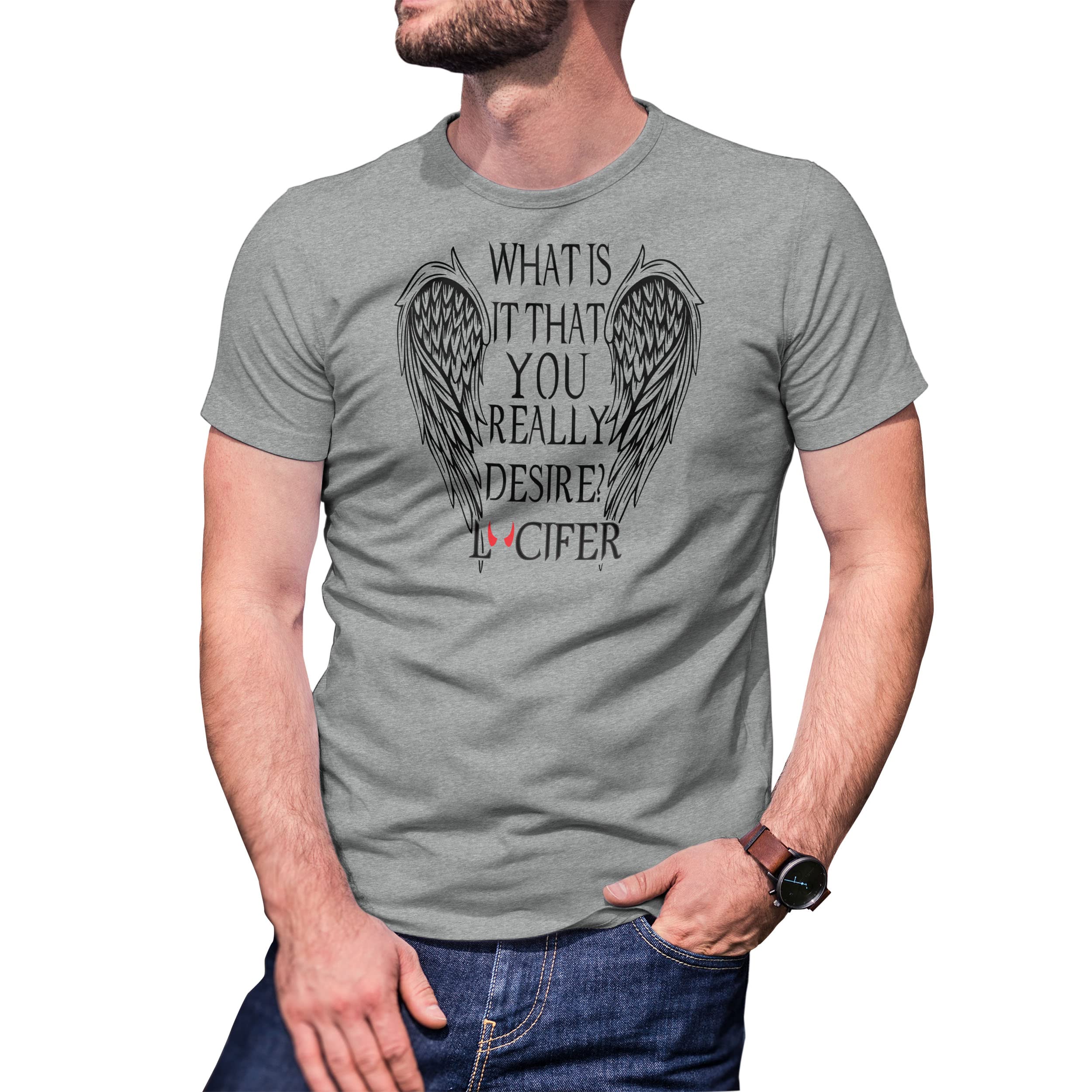 BroiderStudio Lucifer Morningstar What Is It That You Really Desire T-Shirt Maglietta Bianca per Uomo Size XXL