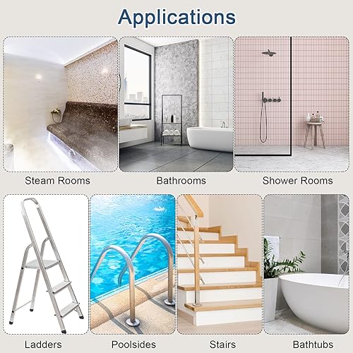 Miniatura 7 de 20 calcomanías antideslizantes para bañera, ducha, suelo de 3.15 pulgadas, cinta adhesiva antideslizante estilo copo de nieve para baño, cocina,