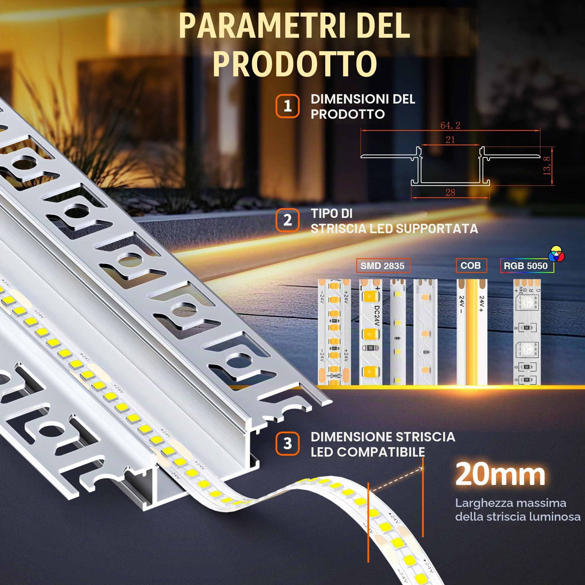 2M×10 Profili LED Cartongesso da 2 Metri in Alluminio per Strisce Profilo per LED copri in Cartongesso Canaline barre alluminio Strisce Profilo Allumini canalina profili incasso porta striscia guide