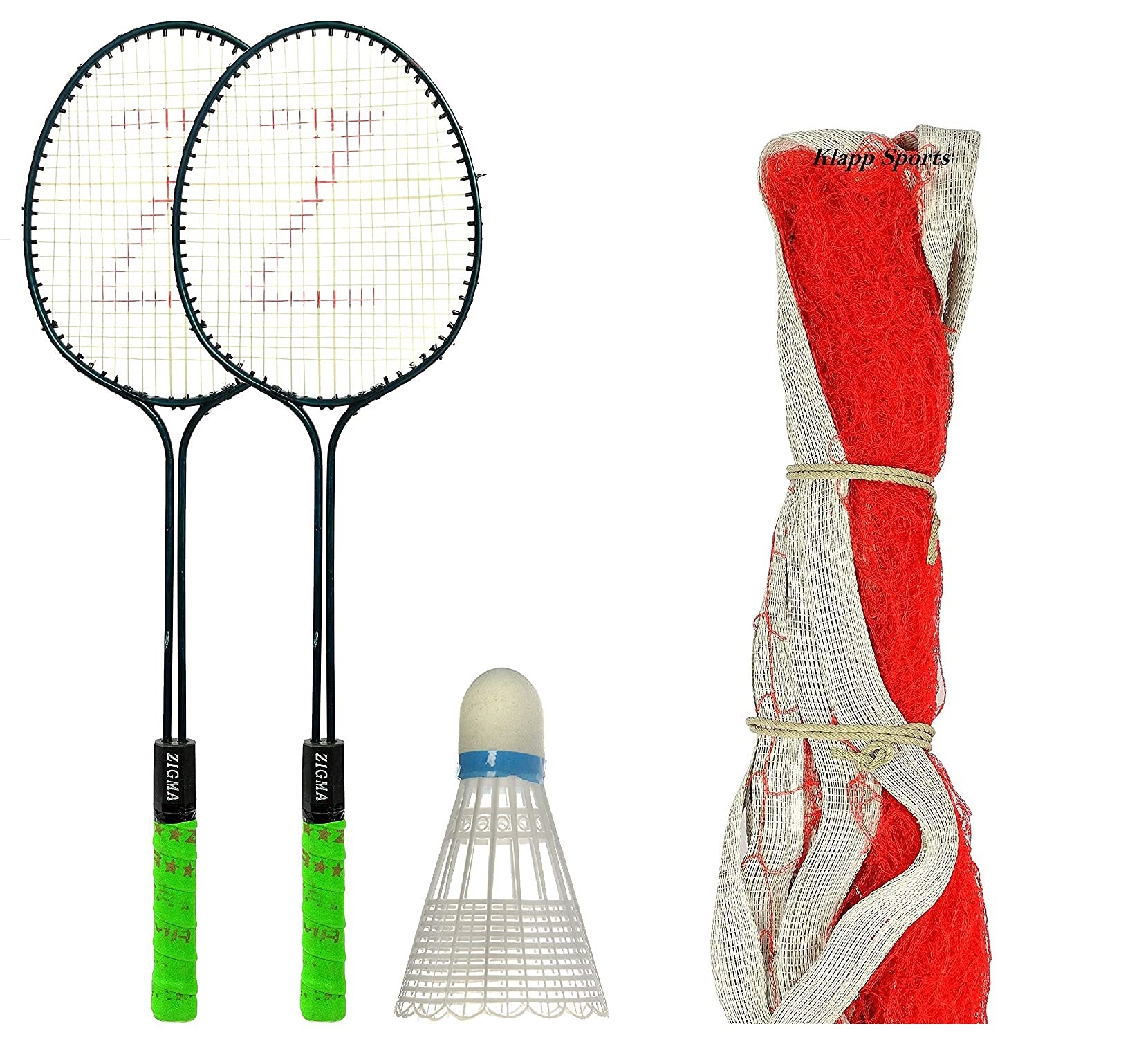Klapp Zigma Badminton Set; Pack of Two Badminton Set with 1 Pcs Shuttlecock with Cover + Net