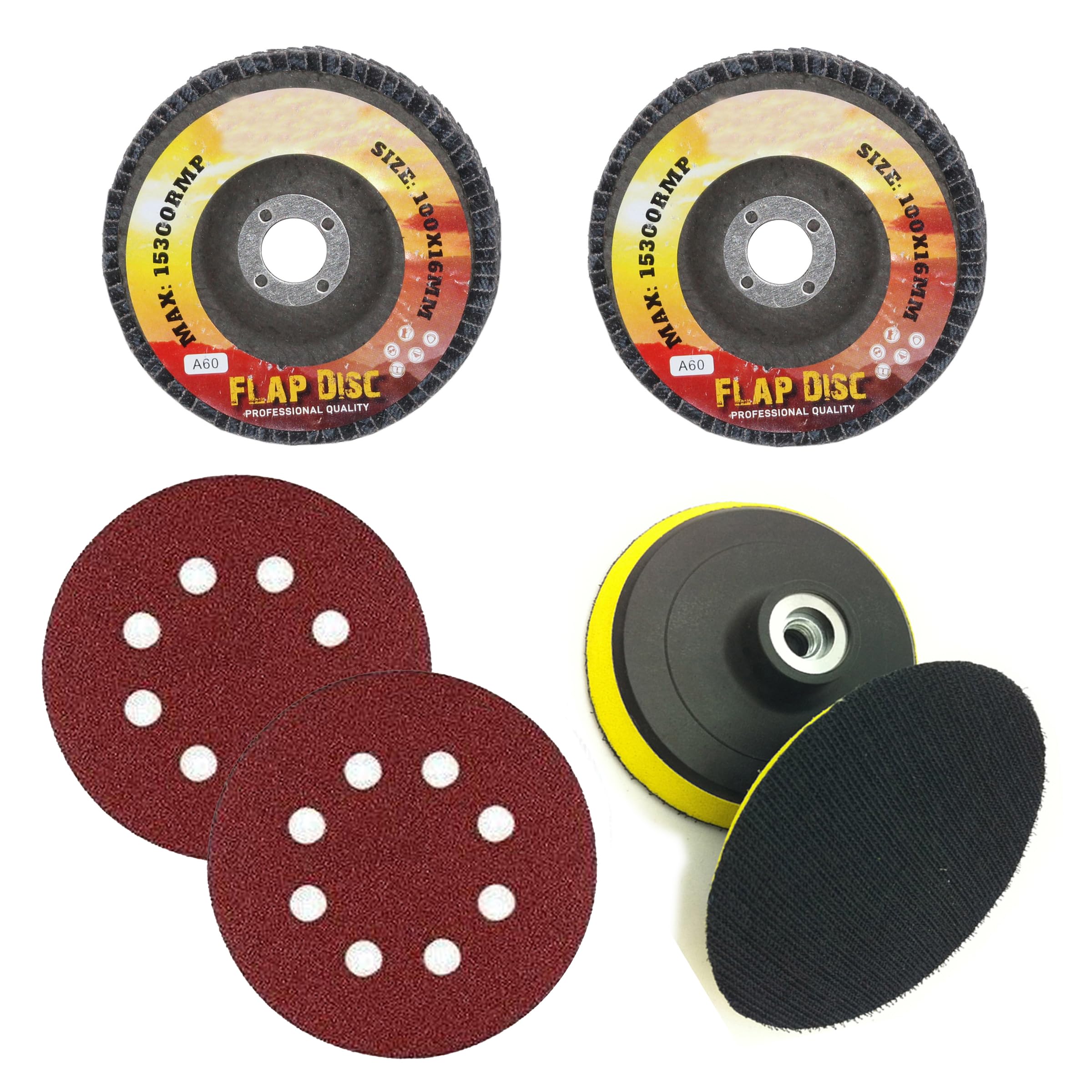 Digital Craft 4Pc Combo Set – 2Pc 4-Inch Flap Discs & 2Pc Sandpaper Pads for Angle Grinder & Hand Sanding, Surface Finishing & Polishing-image-26