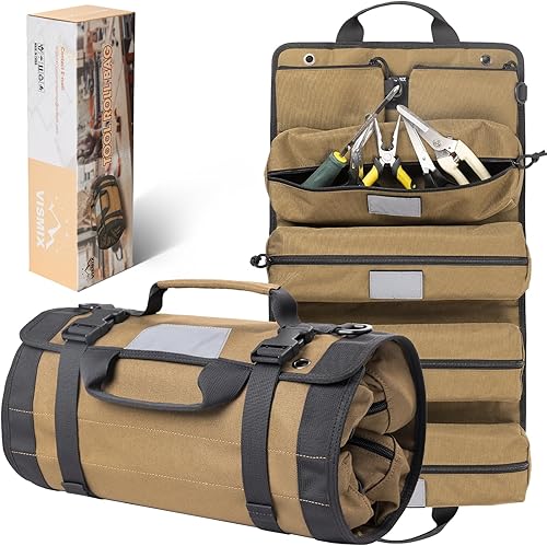 Organizadores de bolsas enrollables para herramientas, 6 bolsas de herramientas enrollables con etiquetas, pequeñas bolsas extraíbles, regalos para