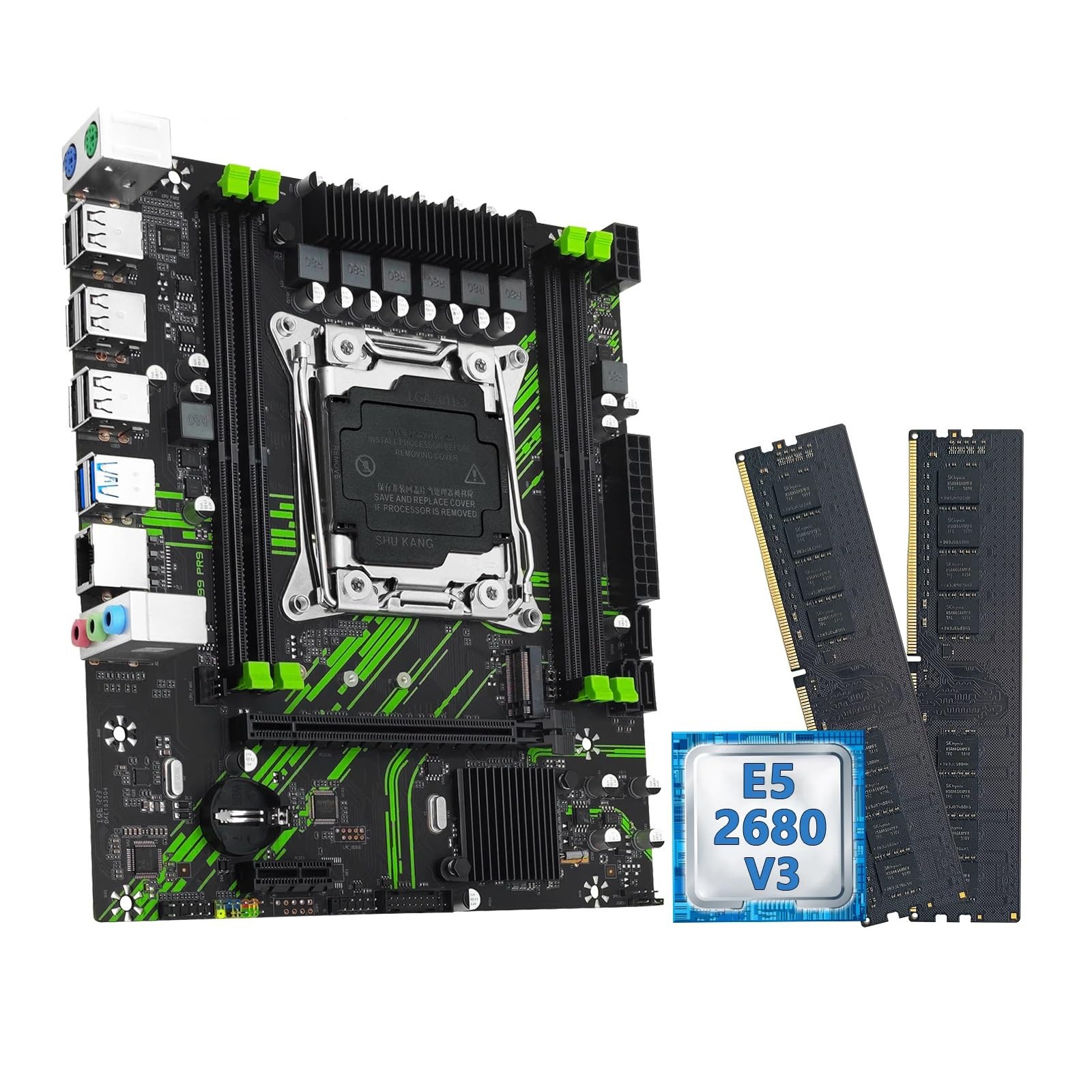 Motherboard Combo Fit for Machinist PR9 X99 Motherboard Combo Intel Xeon E5 2680 V3 CPU + DDR4 8GBx2 2133MHz Dual-Channel RAMComputer Kit Set(Motherboard+CPU)