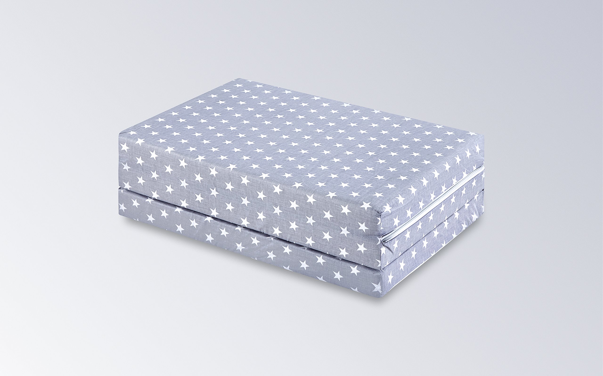 Bambini klappbare Reisebettmatratze Reisematratze 120x60 cm Sterne grau | 086604