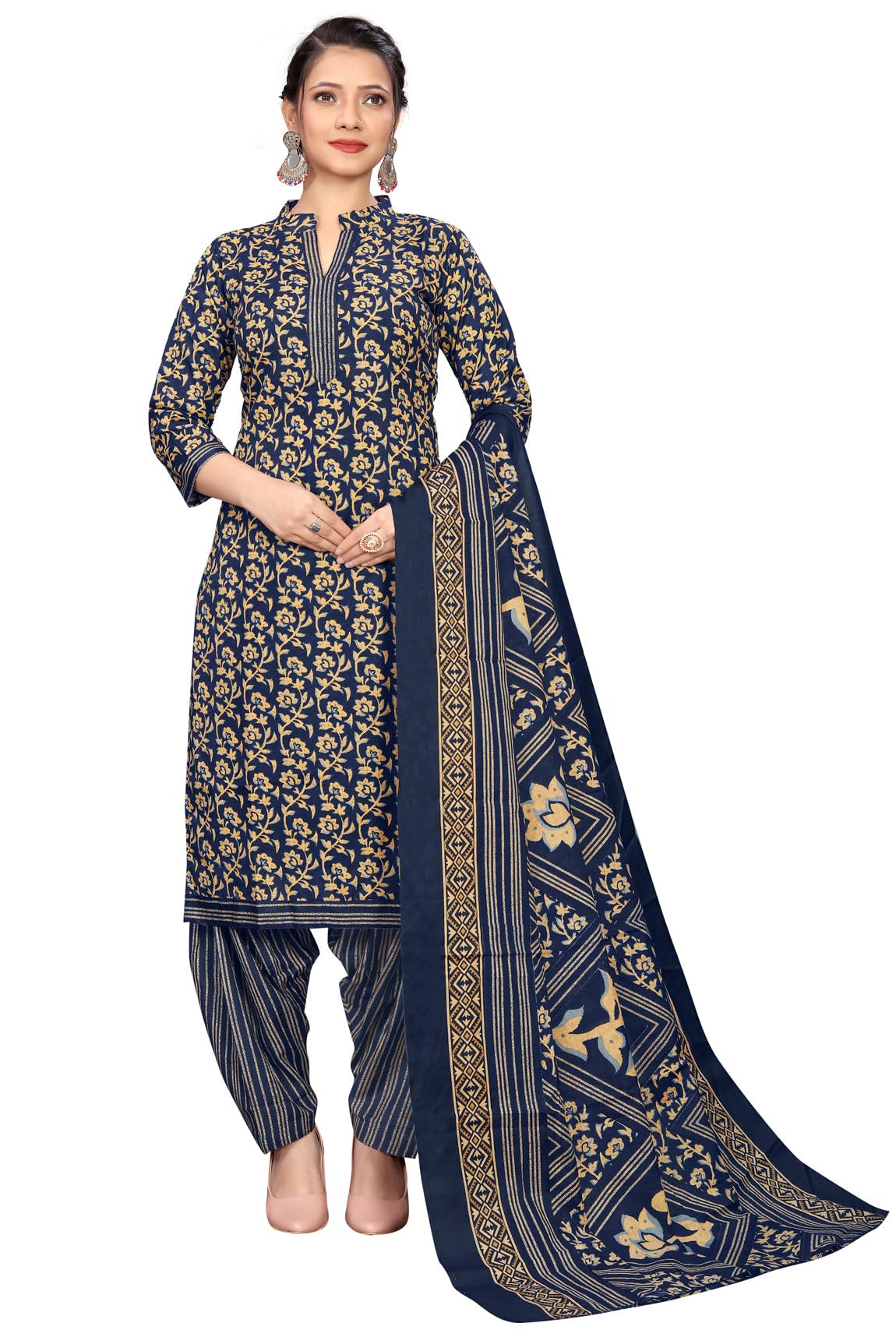 RajnandiniWomen Cotton Printed Ready to Wear Patiala Salwar Suit