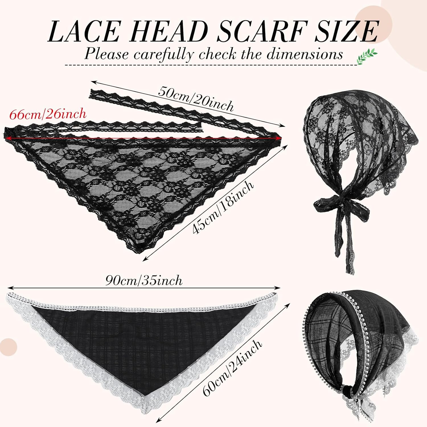 obeoby 4 Pack Lace Bandanas Head Scarf for Women, Wedding Bridal Headband image 2
