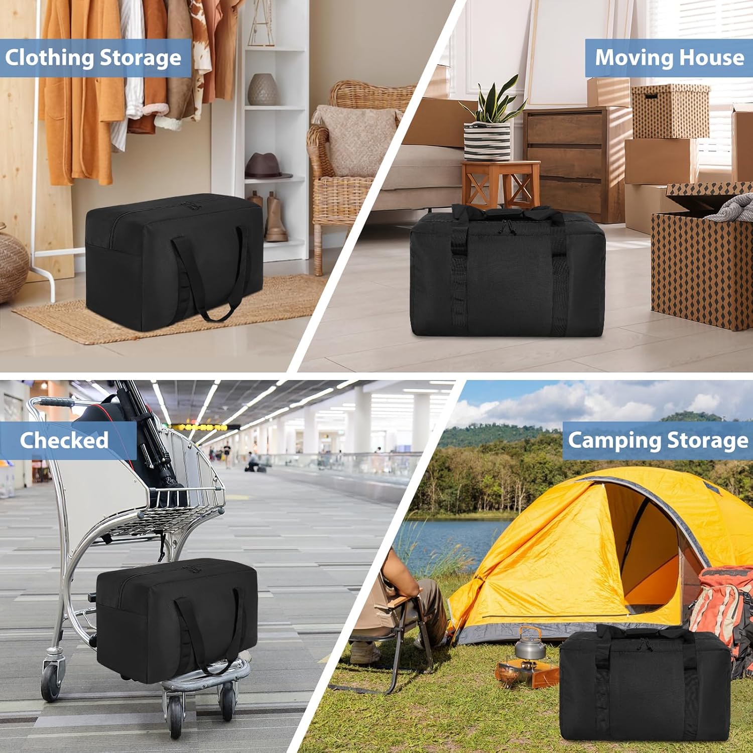 Large Travel Duffle Bag, 60L Gear Bag for Men and Women, Storage Bag Ideal for Overnight Camping and Weekend Getaways - Image 7