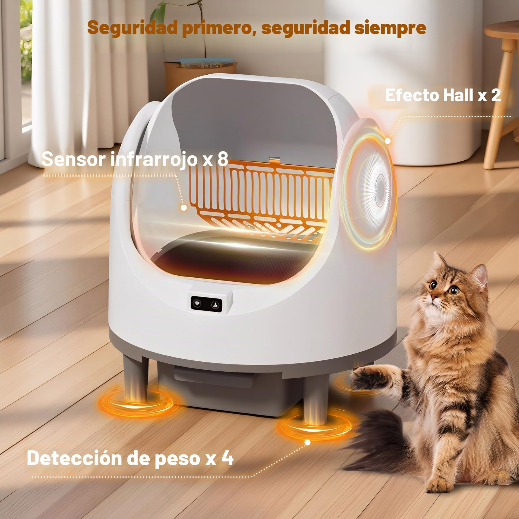 Bandeja Sanitaria automática con diseño de Gran Capacidad, sin olores, autolimpiable, controlada por aplicación, Ideal para hogares con Varios Gatos (msp01)