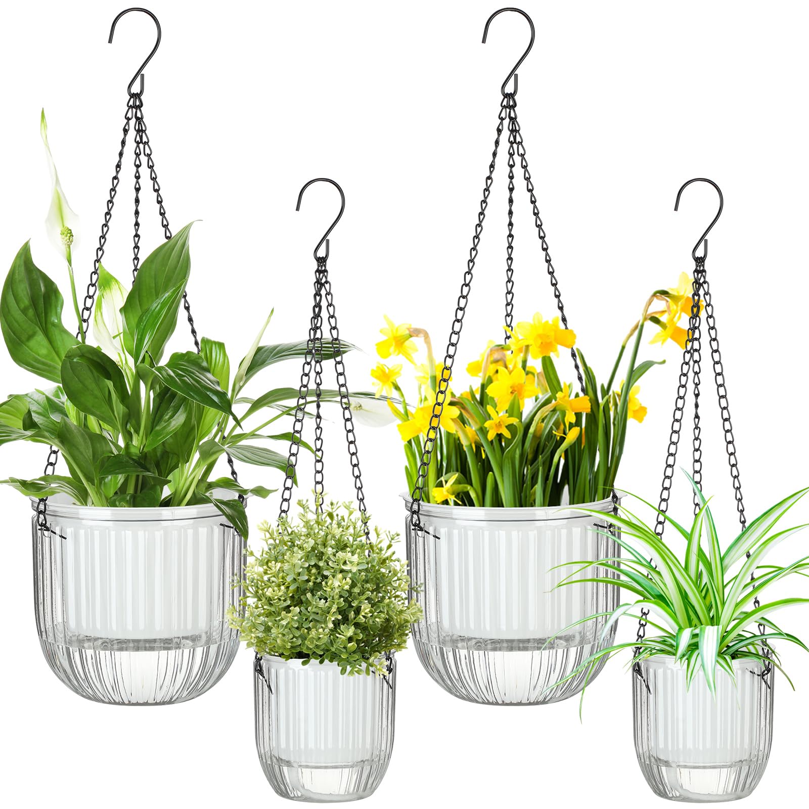 Maxcheck 4 Pcs Self-Watering Hanging Planters