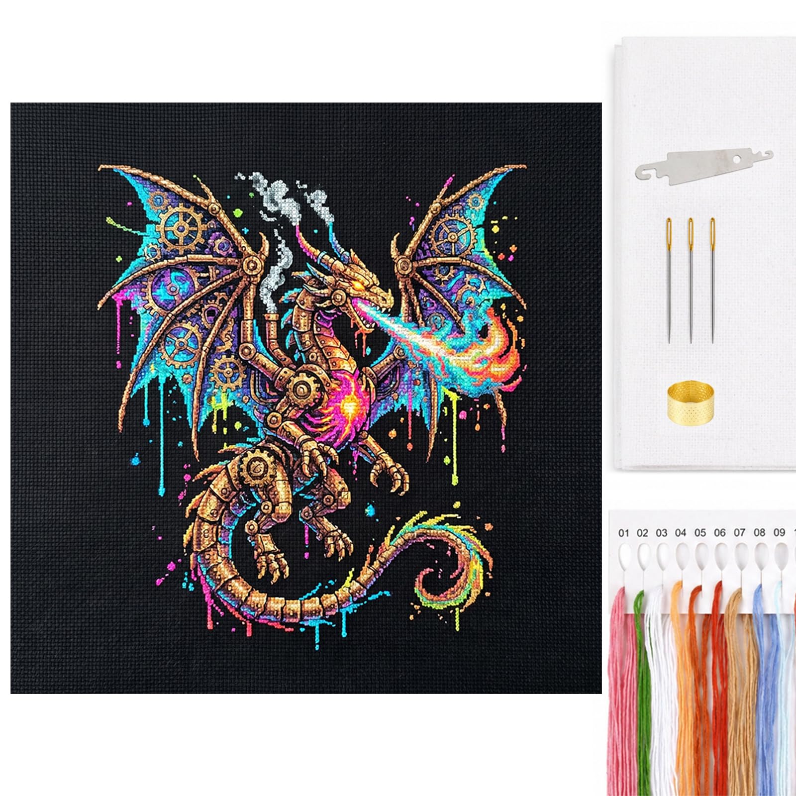 Animal Full 14CT 2 Strands DIY Cross Stitch Kit 11.81x11.81inch Embroidery Craft for Beginners Adults Home Decor