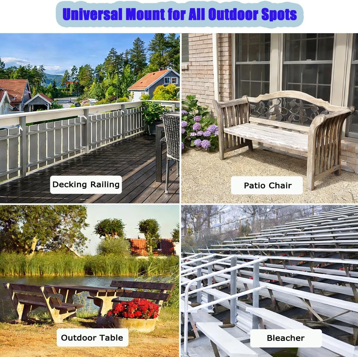 JINHAN Stainless Steel Patio Umbrella Clamp - 360° Rotatable Balcony Railing Holder for Bleachers, Fence & Outdoor Deck